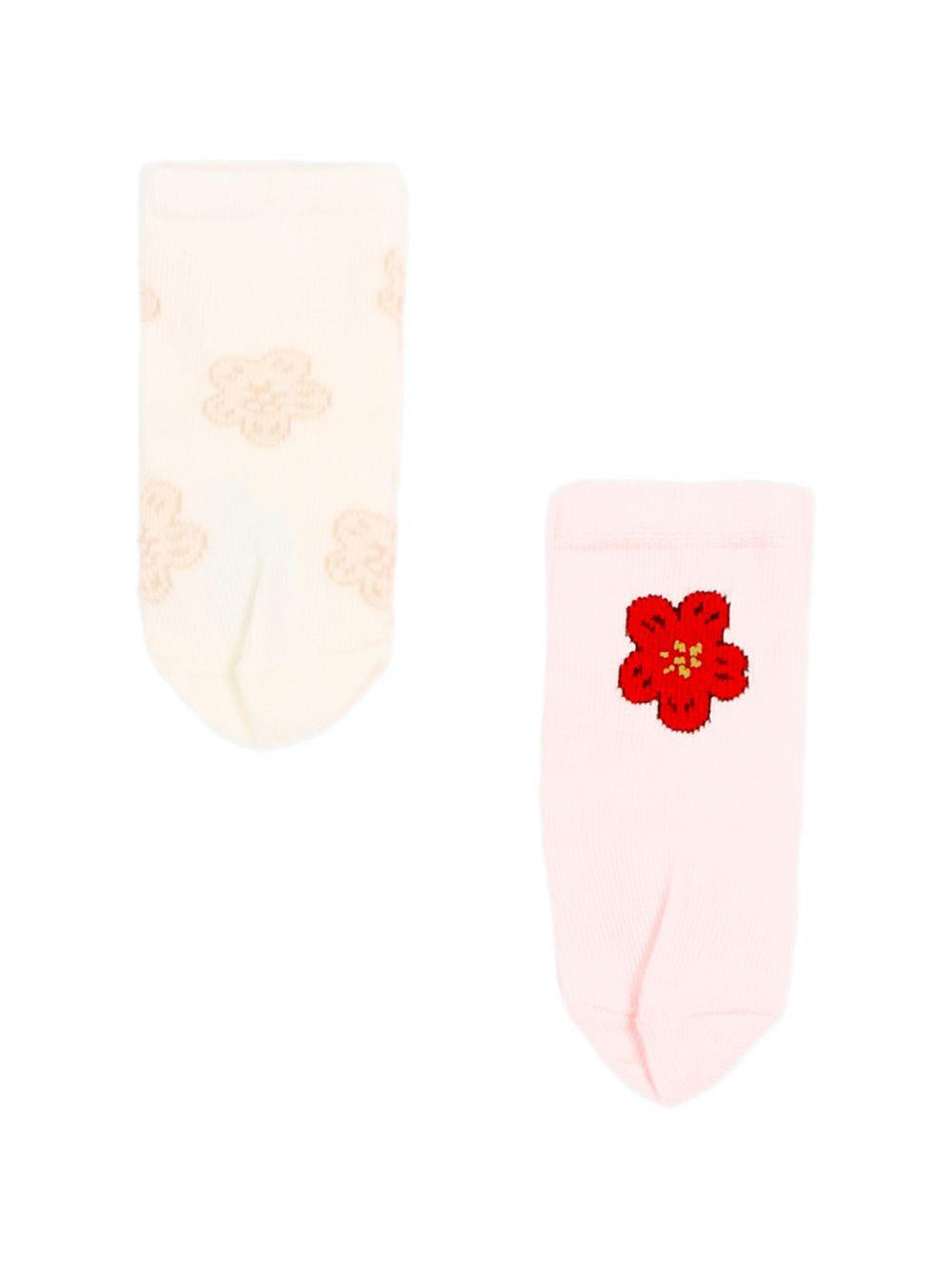 Calzini per neonata Kenzo Kids rosa con stampa a fiori (2 pezzi) K61824 43B KENZO KIDS