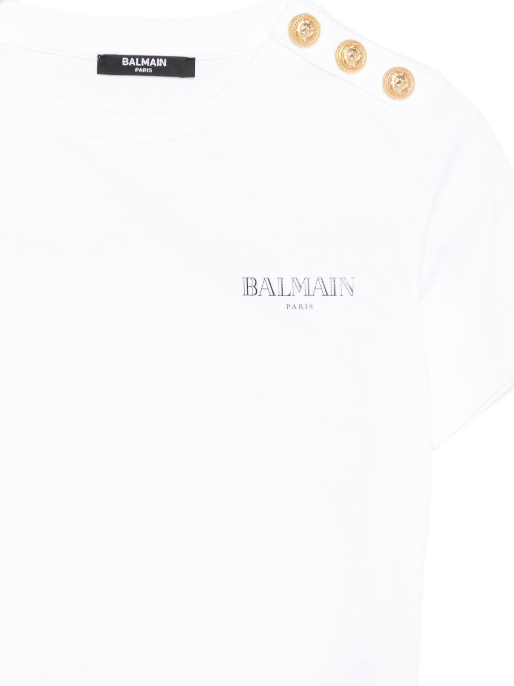 T-shirt per bambino Balmain Kids bianca con logo sul davanti BY8Q21 Z3672 100NE BALMAIN KIDS