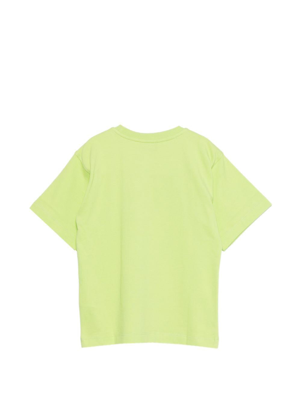 T-shirt per bambini Moschino Kids verde con stampa Teddy Bear sul davanti HYM03SLFA07 30355 MOSCHINO KIDS