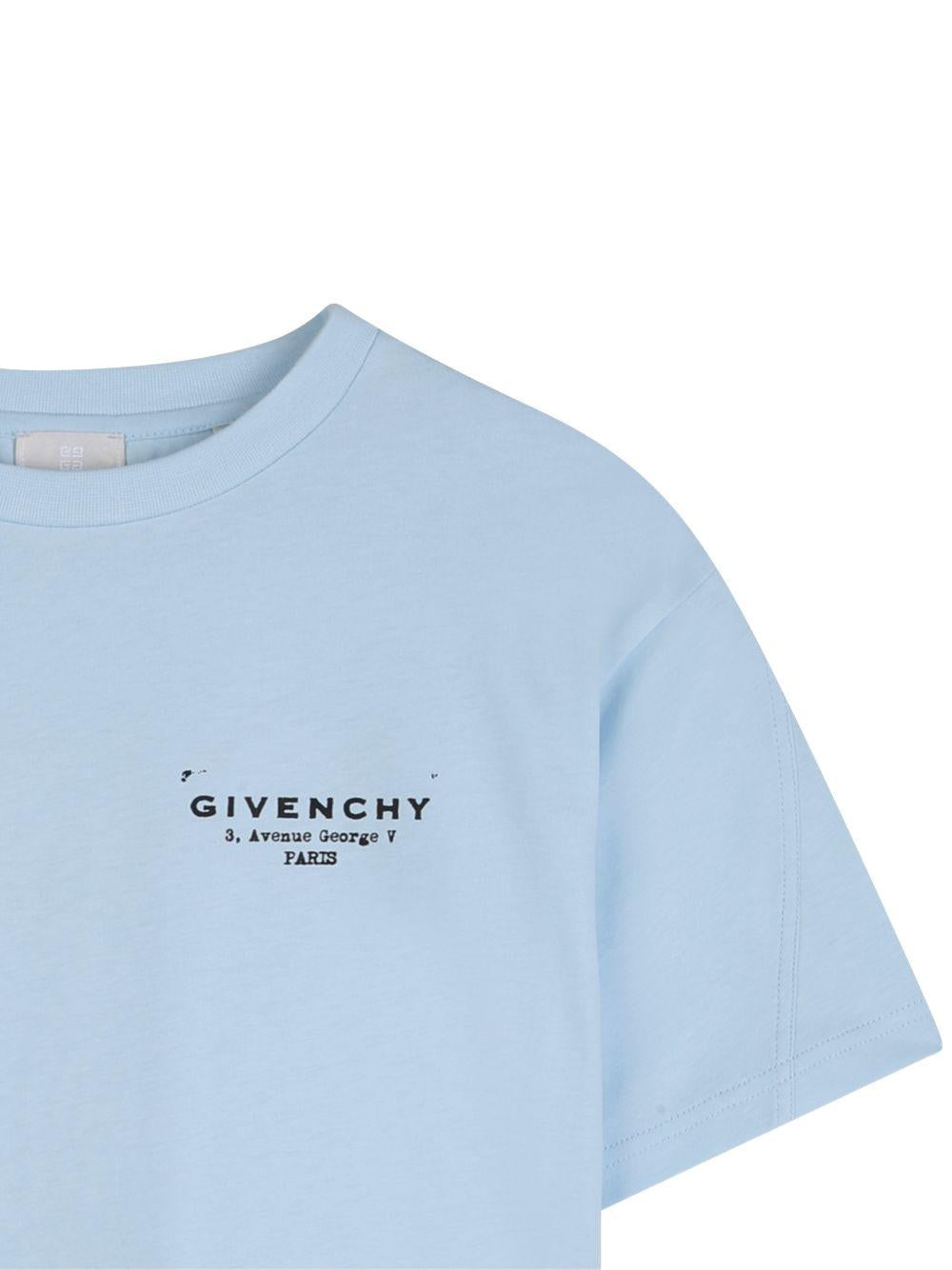 T-shirt per bambino Givenchy Kids azzurra con logo sul davanti H31075 77L GIVENCHY KIDS