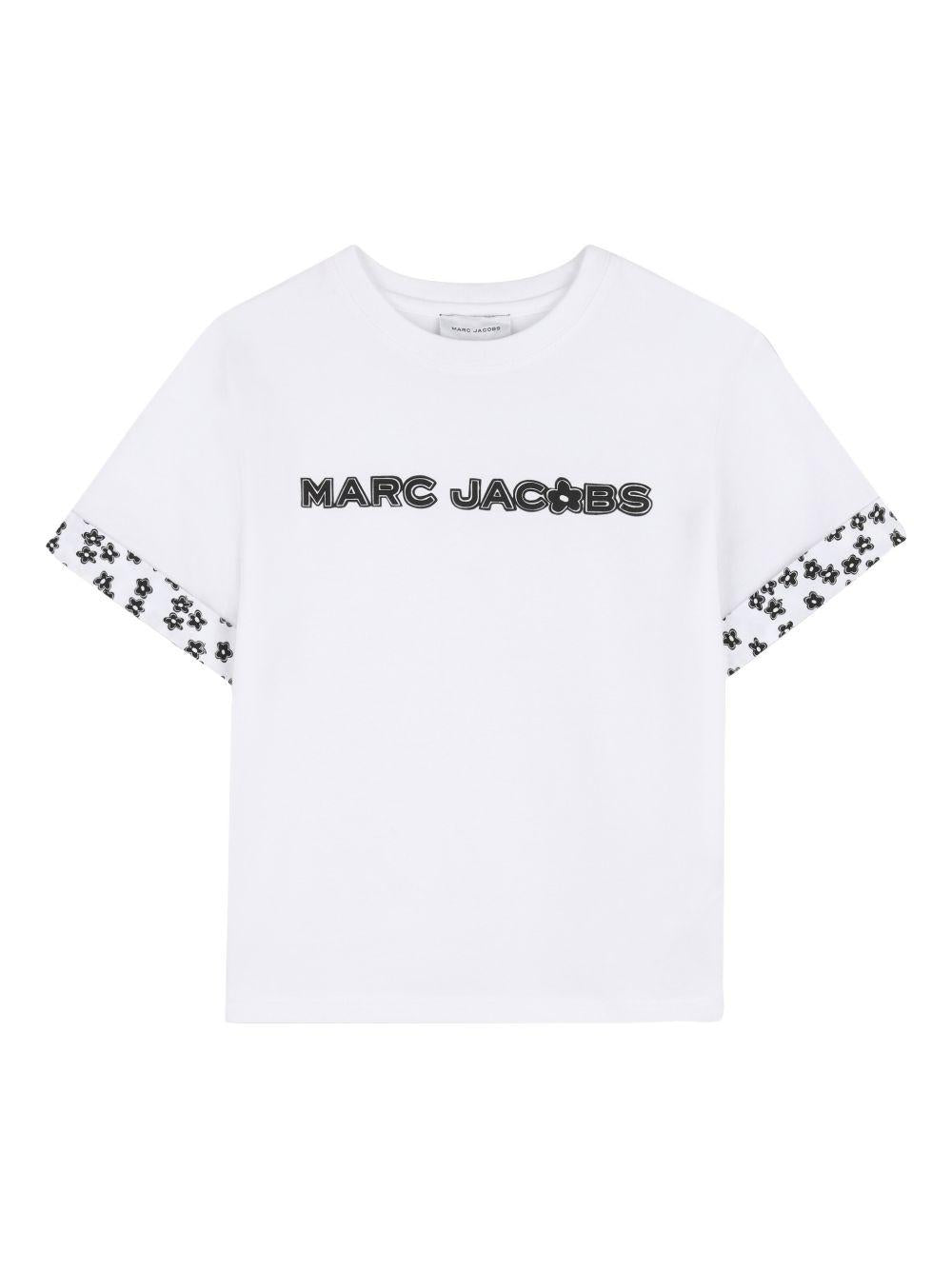 T-shirt per bambina The Marc Jacobs Kids bianco con bordo a fiori W60741 10P THE MARC JACOBS KIDS