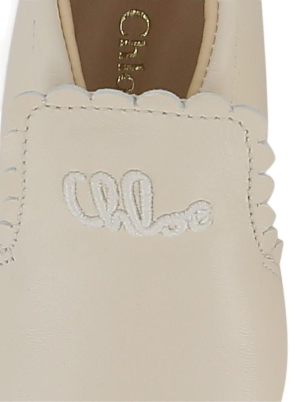 Scarpine primi passi per neonata Chloé Kids beige con ricamo con logo C20944 117 CHLOE' KIDS