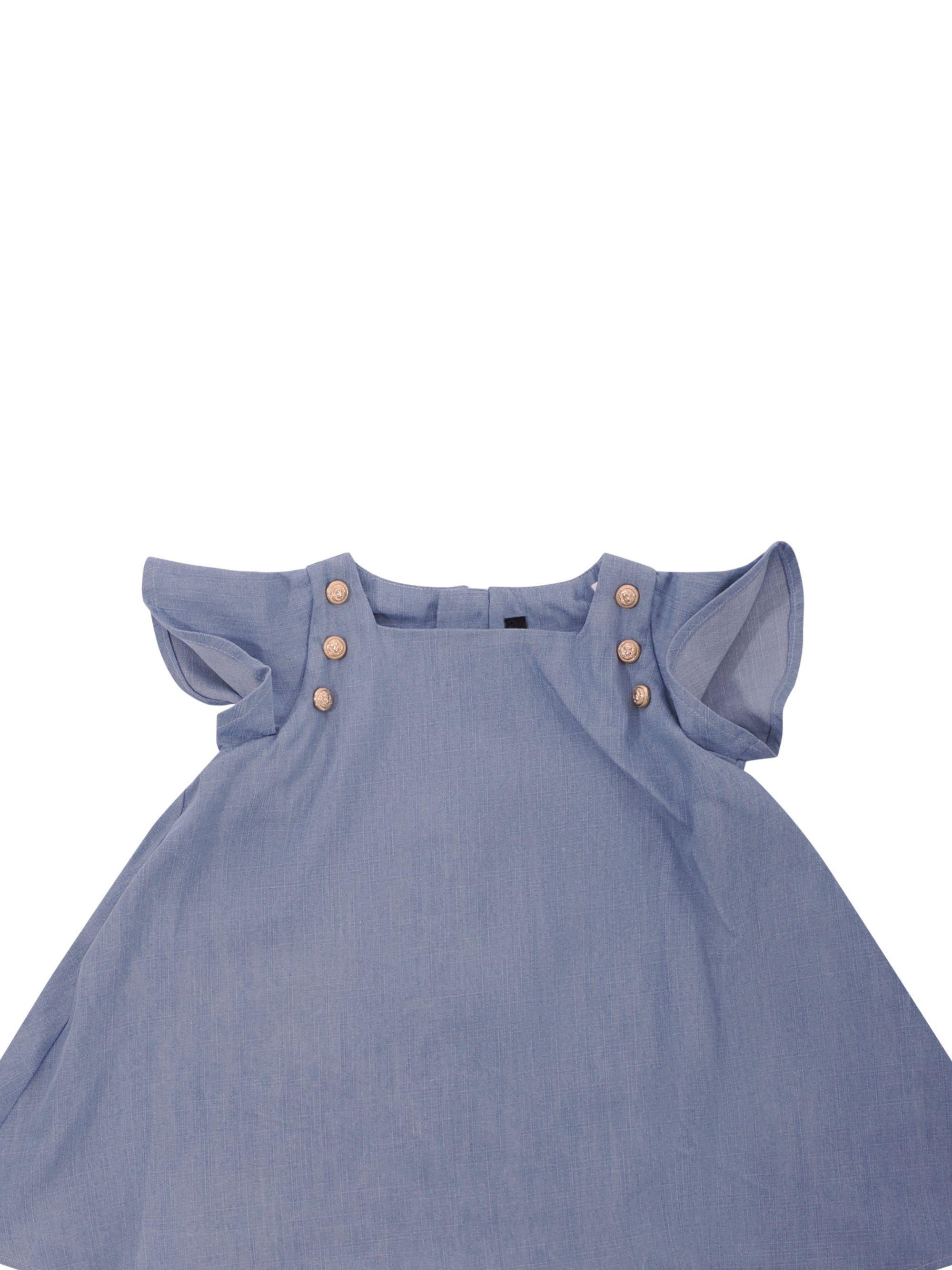 Abito per neonata Balmain Kids denim con bottoni dorati sul davanti BY1171 P0588 653 BALMAIN KIDS