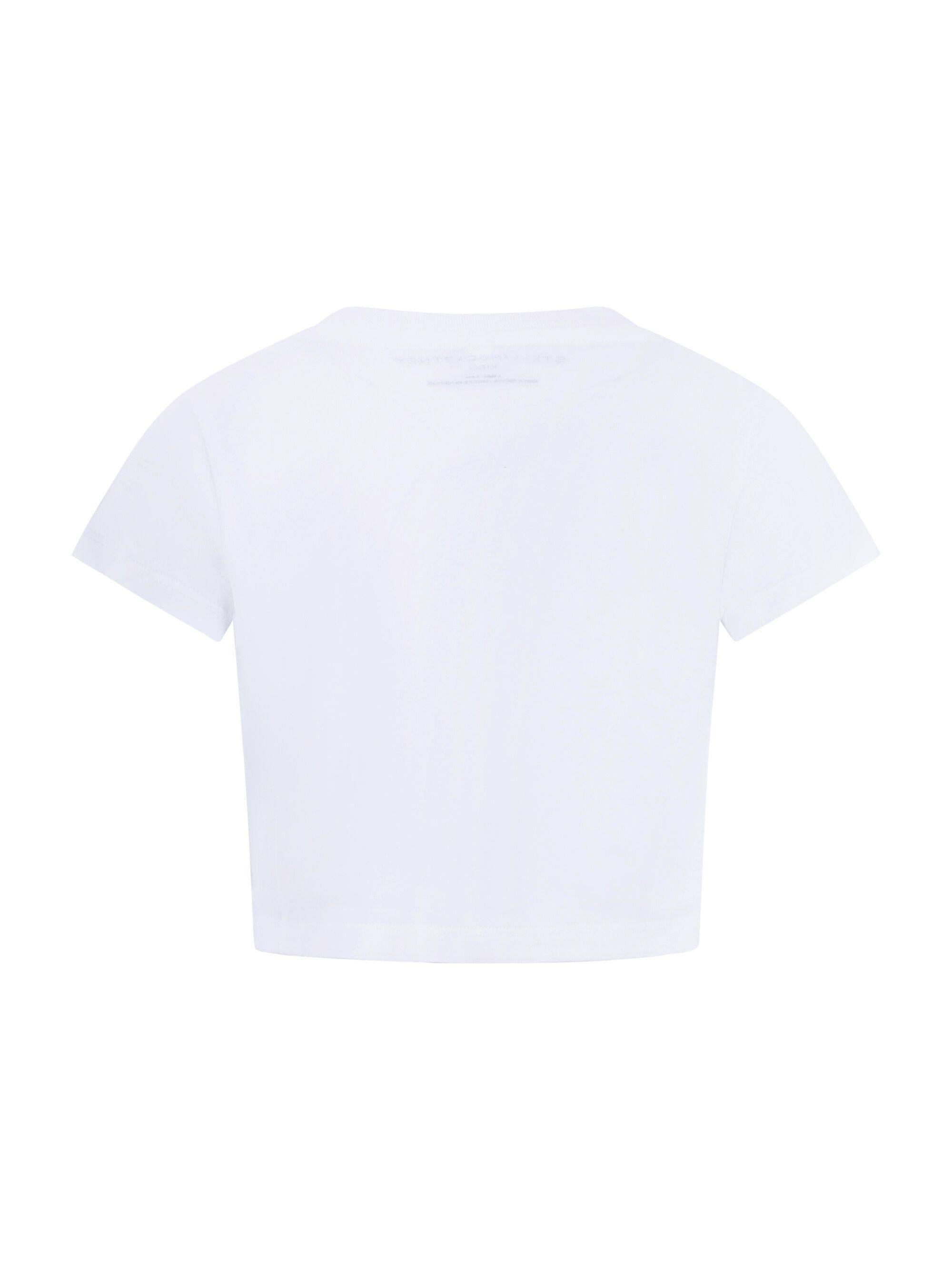 Maglietta per bambina Stella McCartney Kids bianca con logo circolare sul davanti TY8D22 Z0434 100 STELLA McCARTNEY KIDS