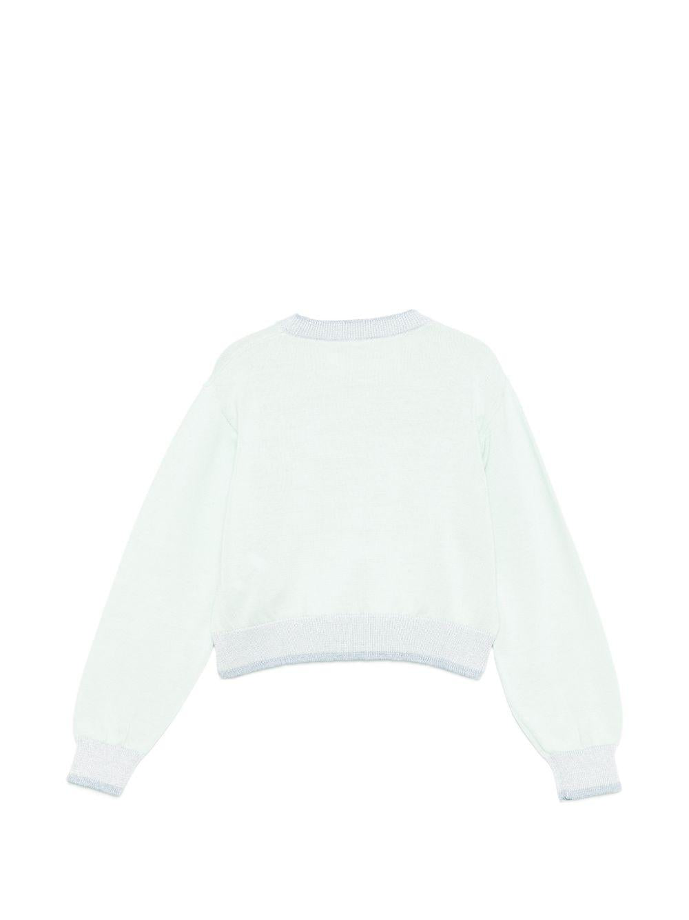 Maglione per bambina Simonetta azzurro con applicazioni floreali SY9A20 X0018 700 SIMONETTA