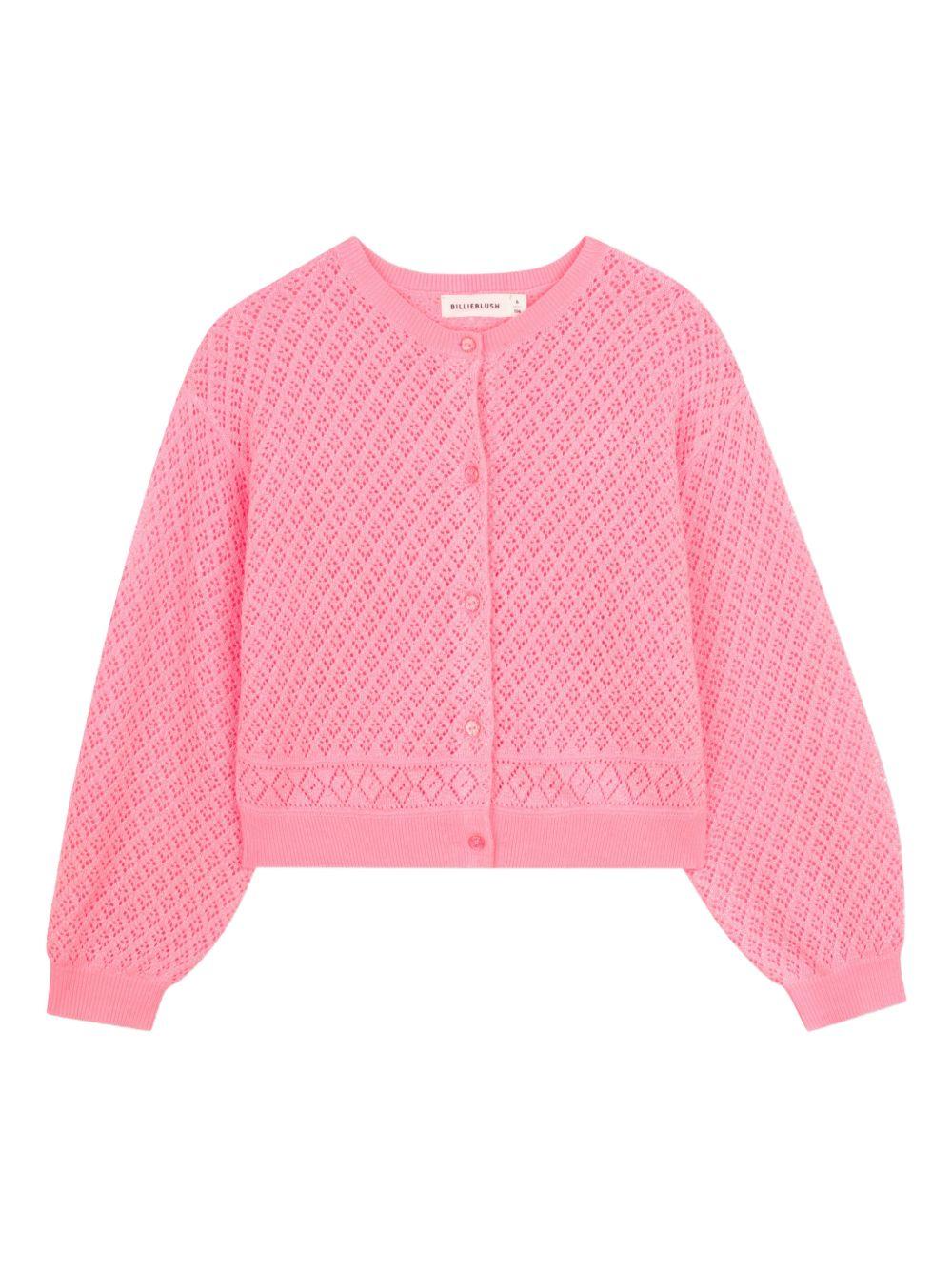Cardigan per bambina Billieblush rosa con texture traforata U21911 499 BILLIEBLUSH
