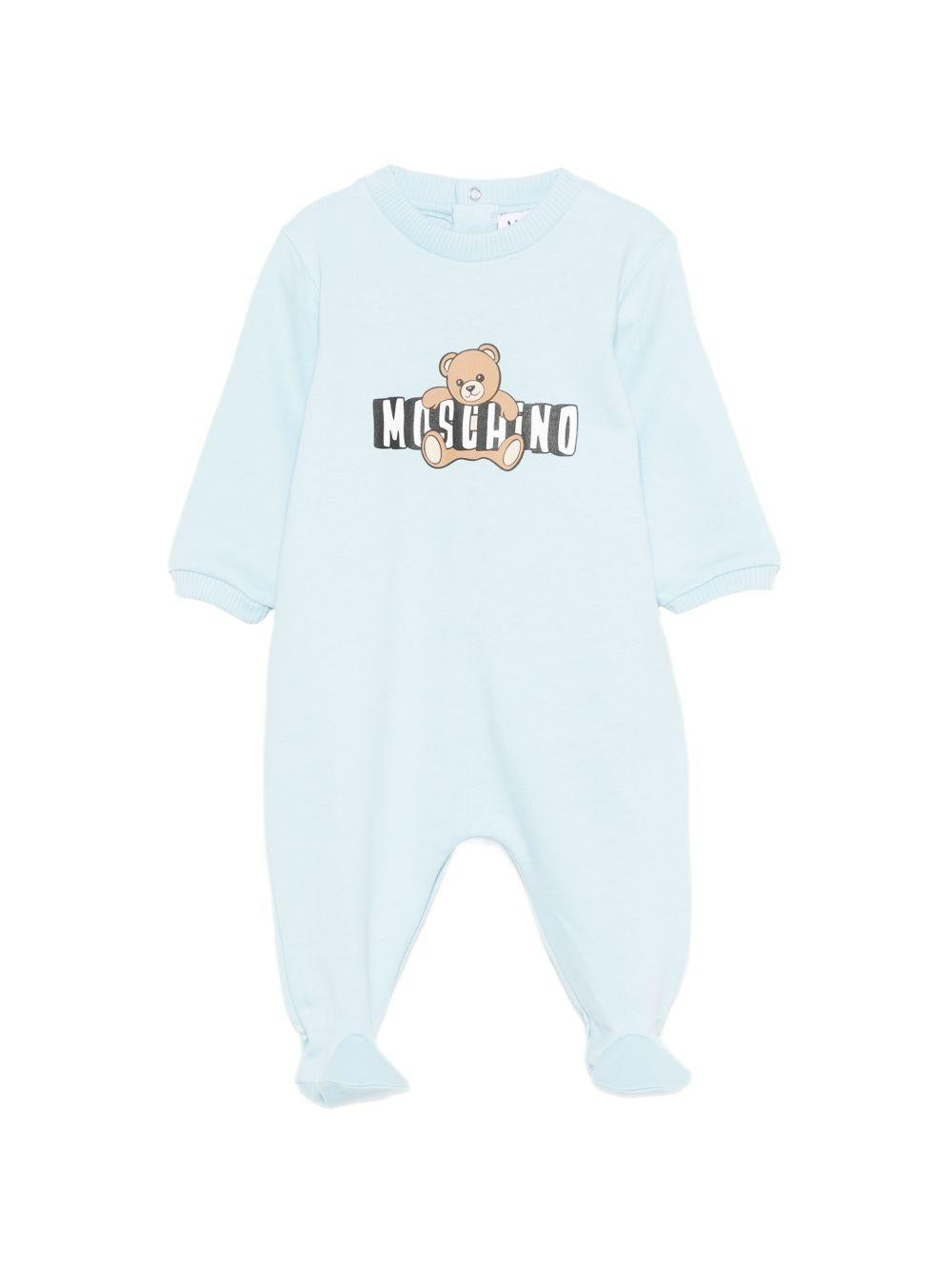 Tutina per neonato Moschino Kids azzurro con stampa orsetto MUT04PLCA19 40304 MOSCHINO KIDS