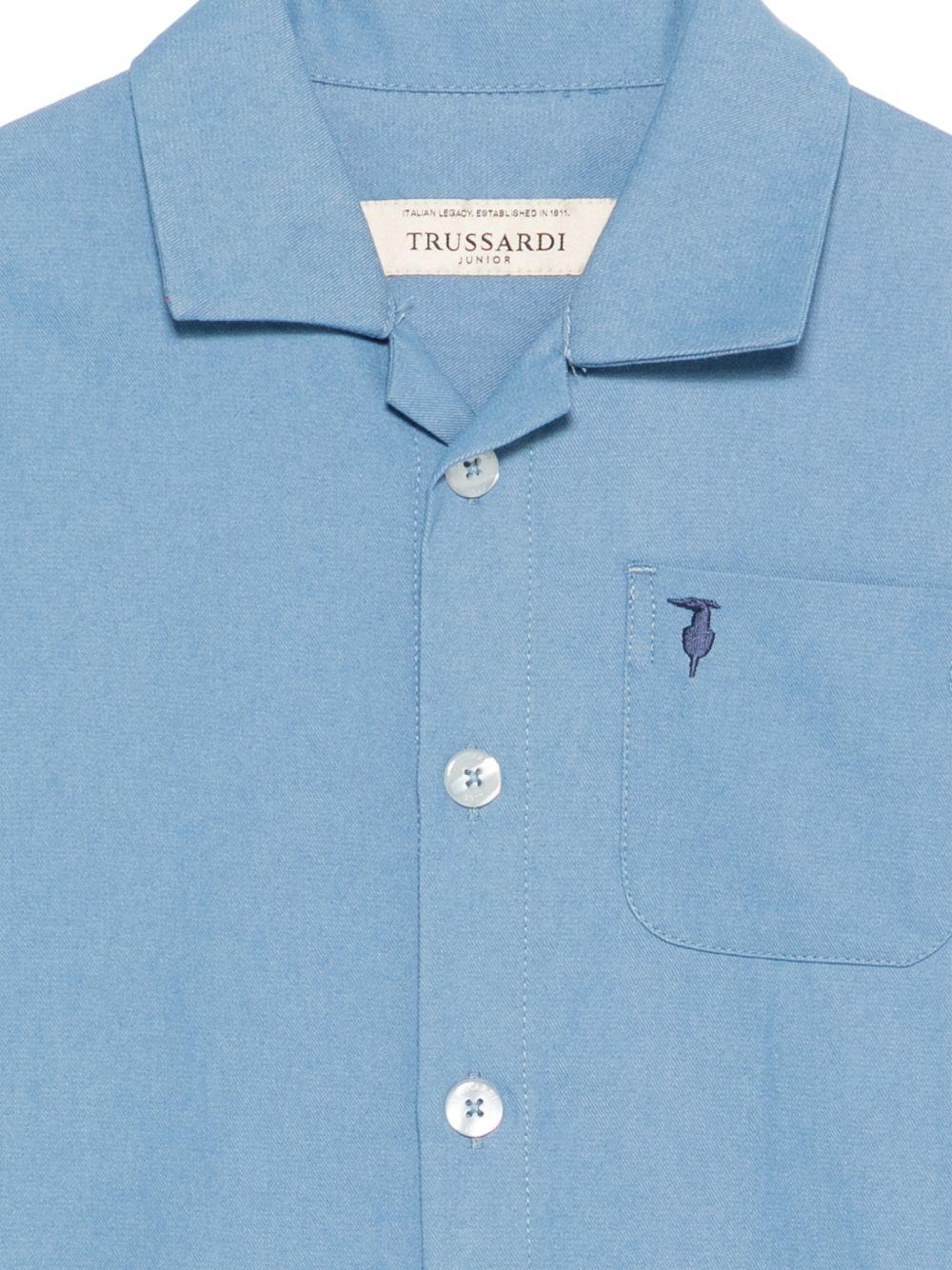 Camicia per bambino TRUSSARDI JUNIOR azzurra con taschino TBP26035CA D.BLUE B.A TRUSSARDI JUNIOR