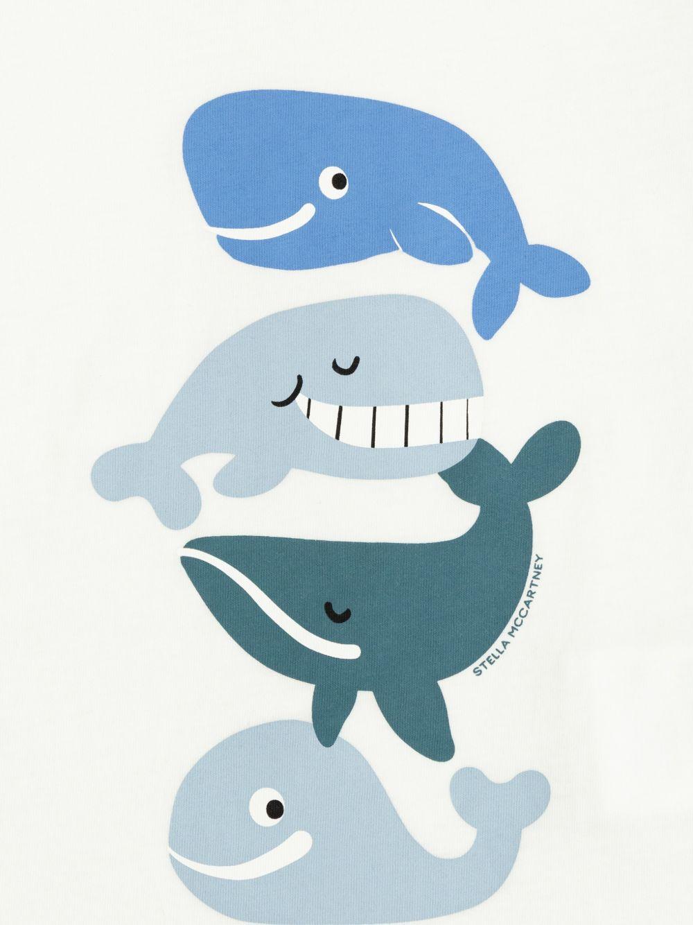 T-shirt da neonato Stella McCartney Kids bianca con stampa grafica balena TY8570 Z0434 100 STELLA McCARTNEY KIDS
