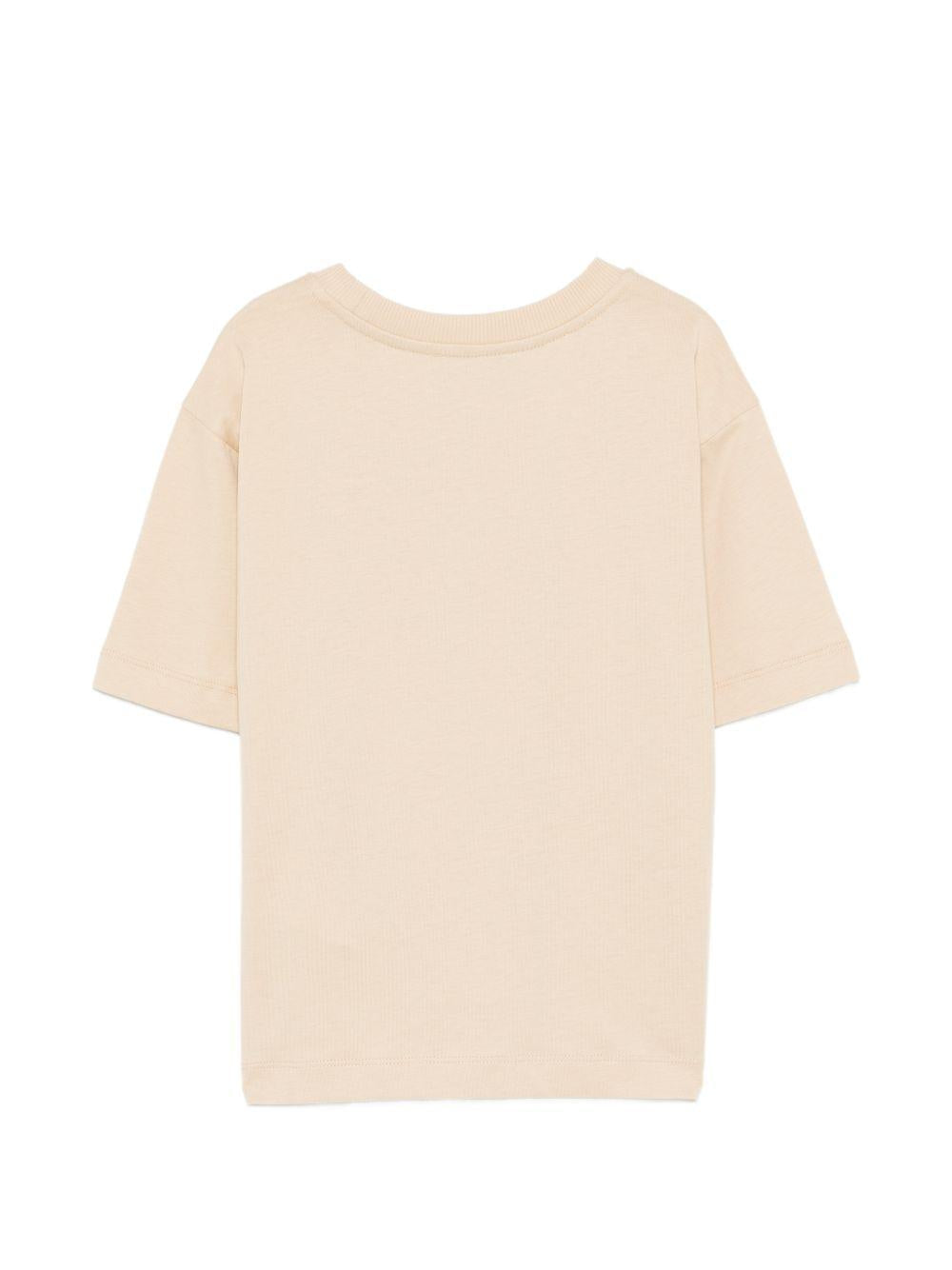 T-shirt per bambini Moschino Kids beige con stampa tre Teddy Bear HUM05PLAA23 20829 MOSCHINO KIDS
