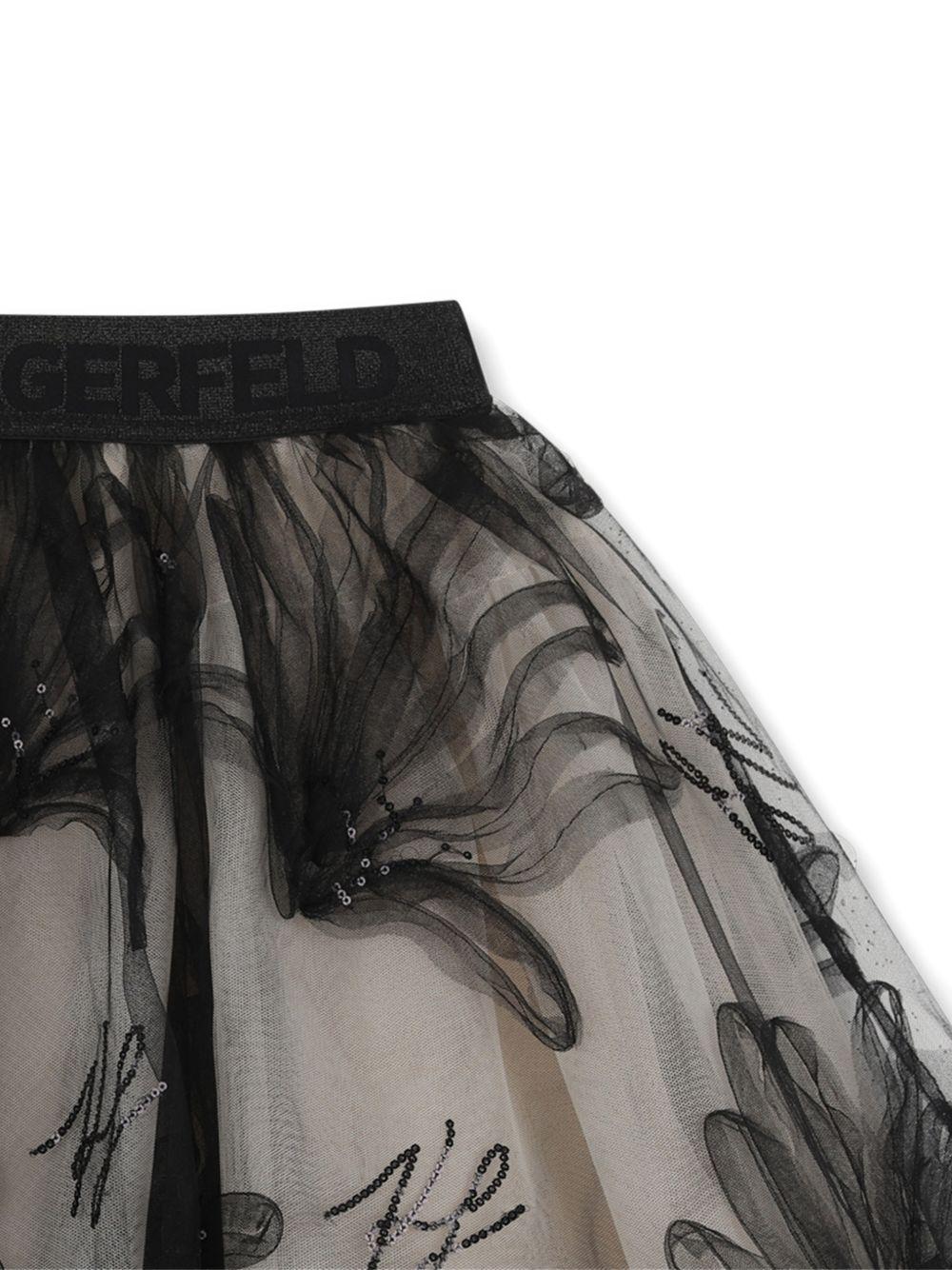 Gonna per bambina Karl lagerfeld Kids nera con paillettes Z31121 192 KARL LAGERFELD KIDS