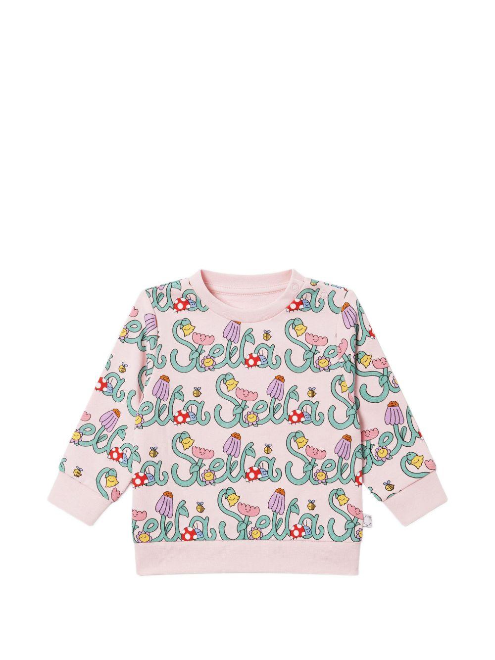 Felpa per neonata Stella McCartney Kids rosa con stampa logo all-over TY4020 Z3581 51RMC STELLA McCARTNEY KIDS