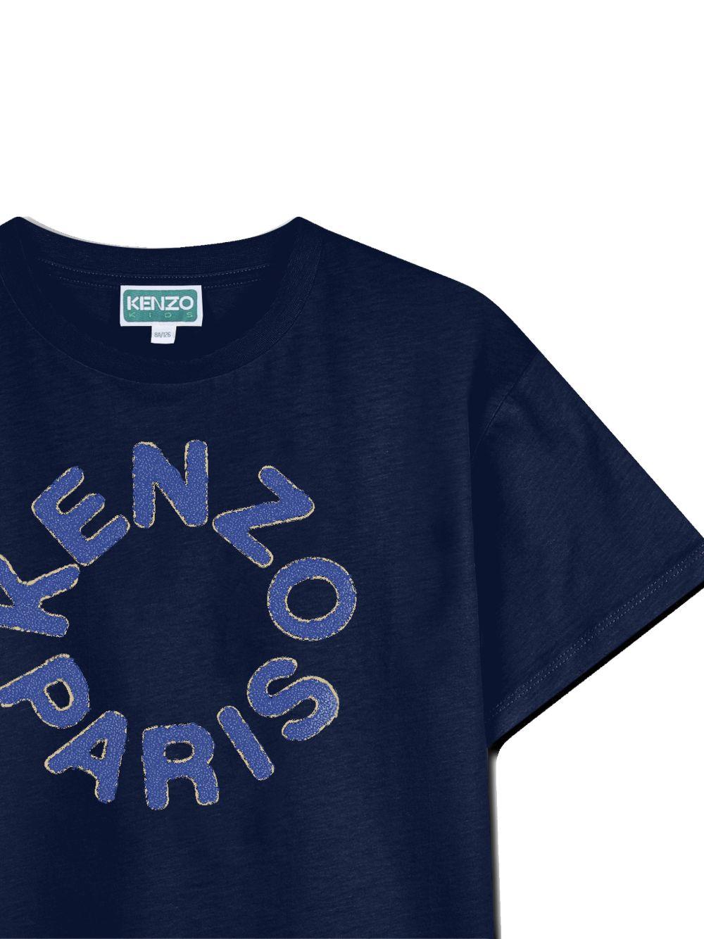 T-shirt per bambino Kenzo Kids blu con stampa logo K61699 84N KENZO KIDS