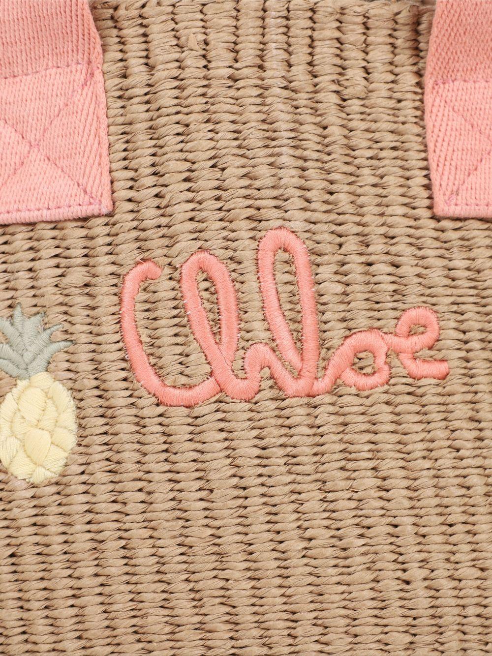 Borsa tote per bambina Chloé Kids Lou beige con logo ricamato C20873 43A CHLOE' KIDS