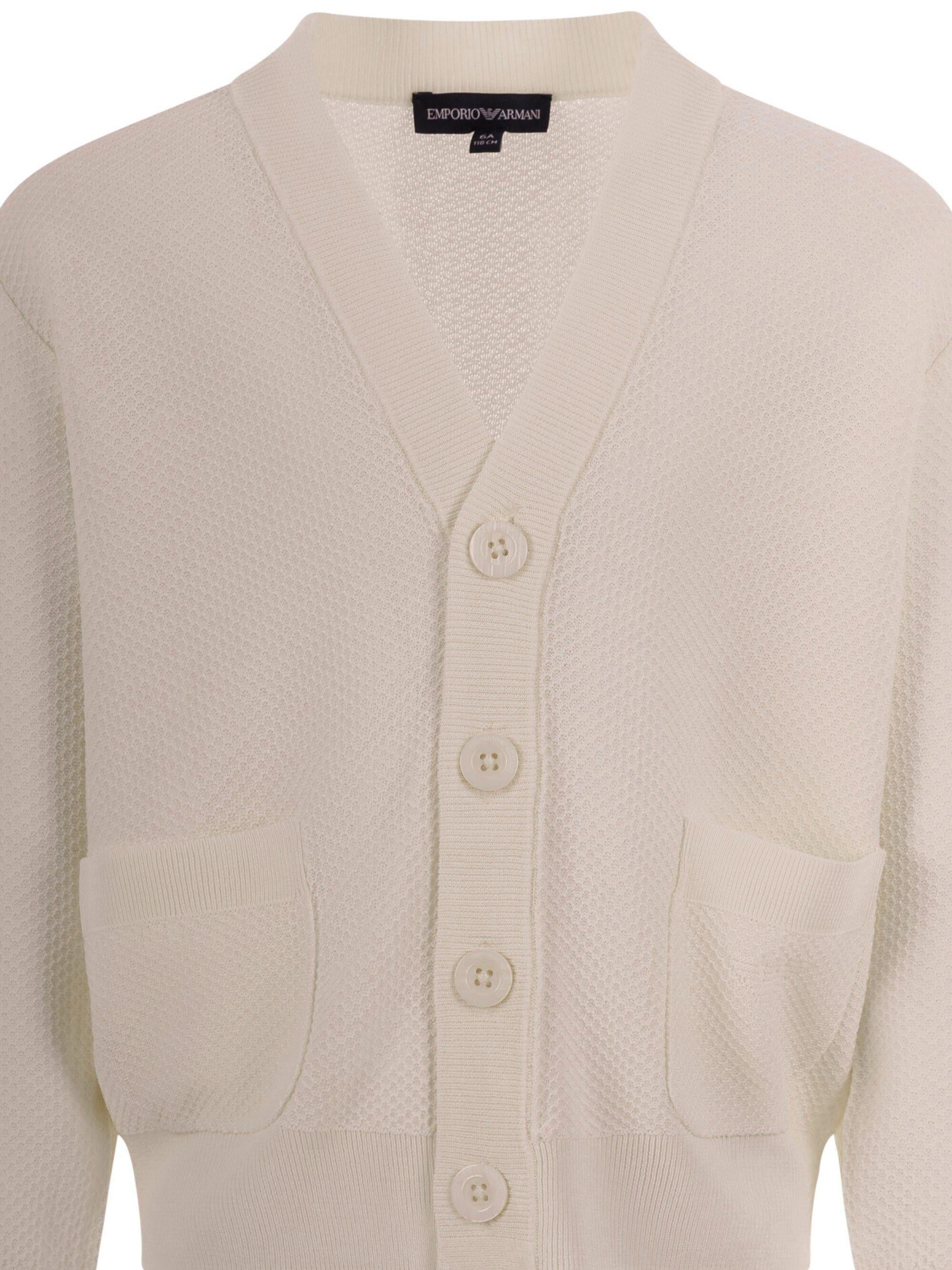 Cardigan per bambino Emporio Armani Kids beige con texture traforata EB001221 AF23412 U0007 EMPORIO ARMANI KIDS