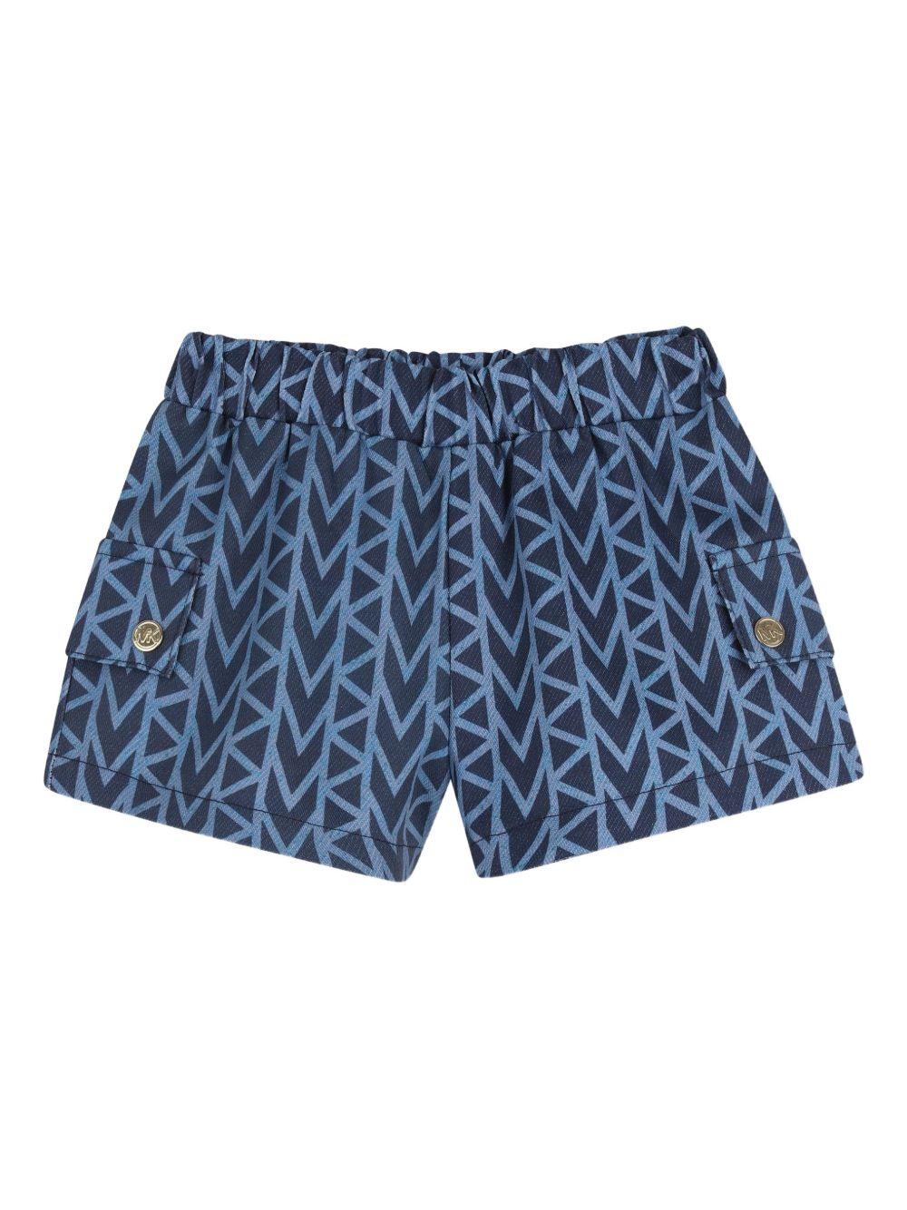 Set t-shirt e shorts per neonata Michael Kors Kids bianco e blu con stampa a fantasia R30614 Z10 MICHAEL KORS KIDS