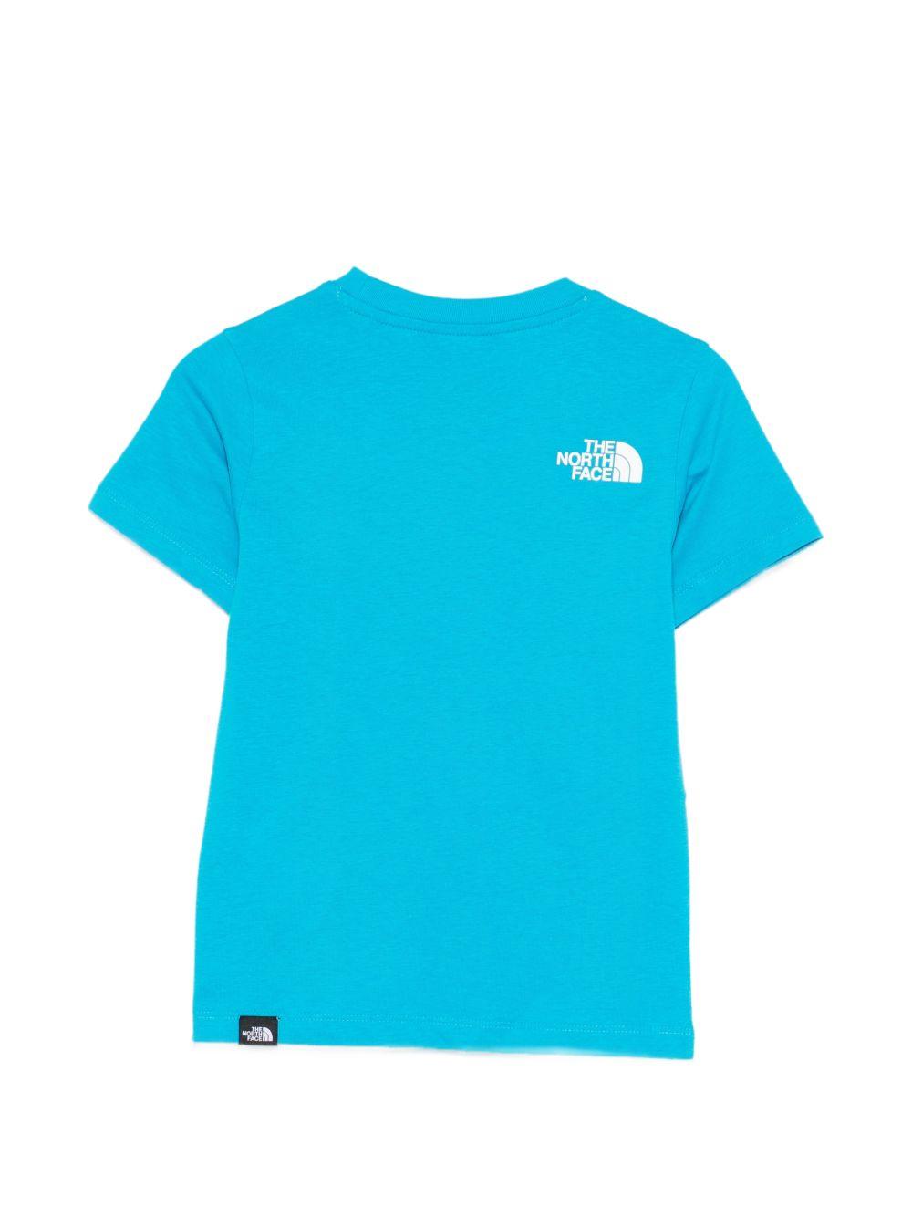 T-shirt per bambini The North Face Kids azzurra con logo sul davanti NF0A87T4 D7R1 THE NORTH FACE KIDS
