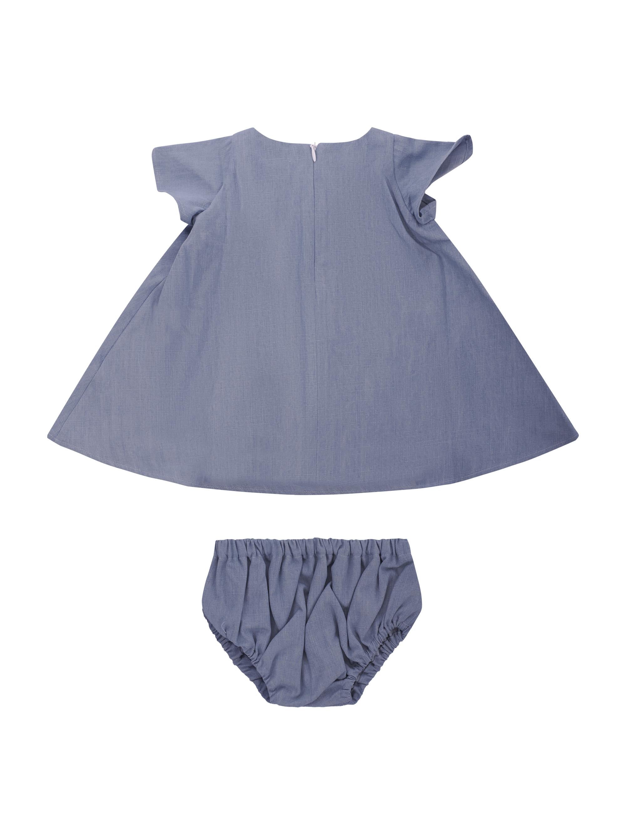 Abito per neonata Balmain Kids denim con bottoni dorati sul davanti BY1171 P0588 653 BALMAIN KIDS