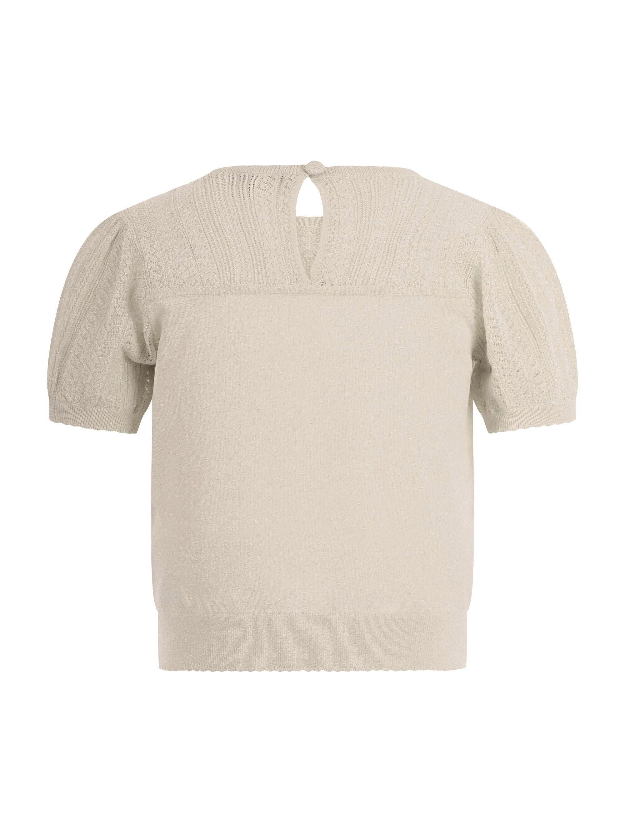 T-shirt per bambina Emporio Armani Kids beige con maniche corte a sbuffo EG000778 AF22791 U0007 EMPORIO ARMANI KIDS