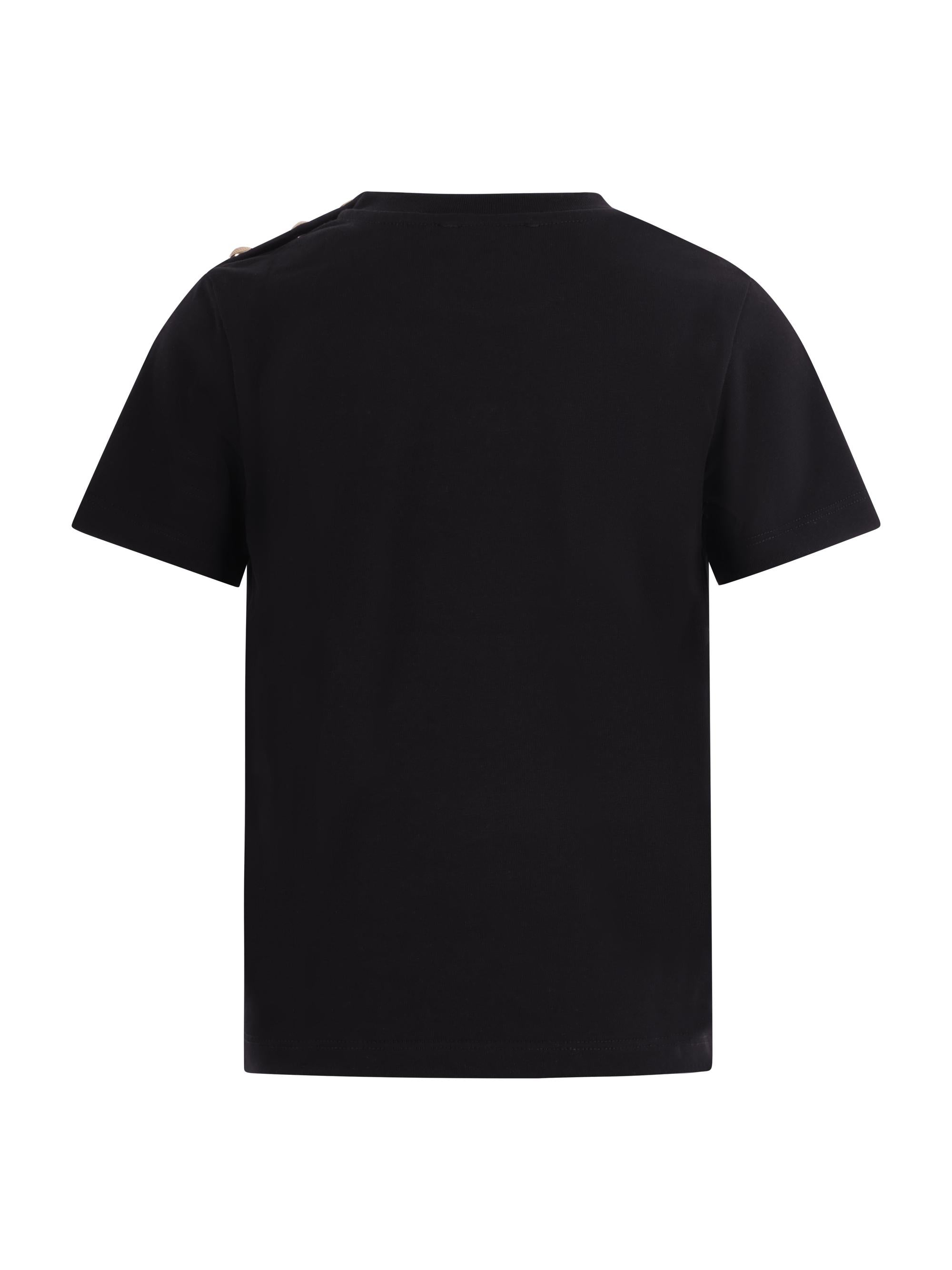 T-shirt per bambino Balmain Kids nera con logo sul davanti BY8Q81 Z3672 930OR BALMAIN KIDS