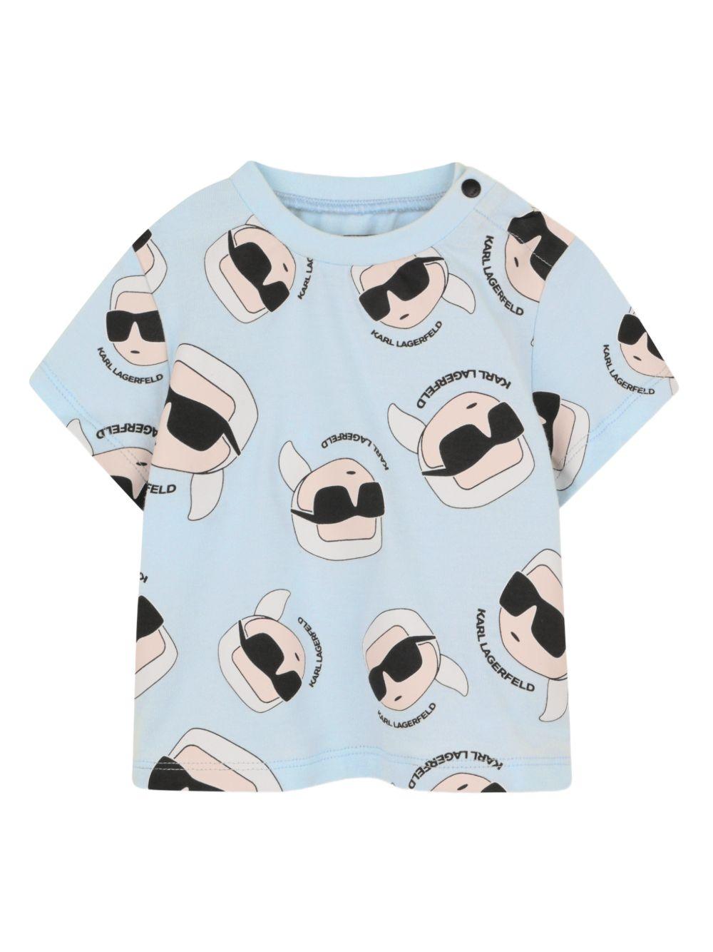 Set 2 pezzi per neonata Karl Lagerfeld Kids blu con stampa ikonik karl Z31070 77X KARL LAGERFELD KIDS