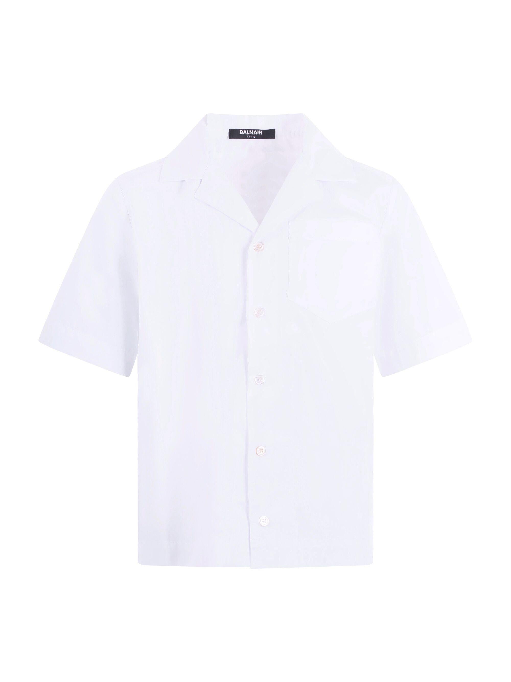 Camicia per bambino Balmain Kids bianca con taschino sul davanti BY5P41 P0562 100 BALMAIN KIDS