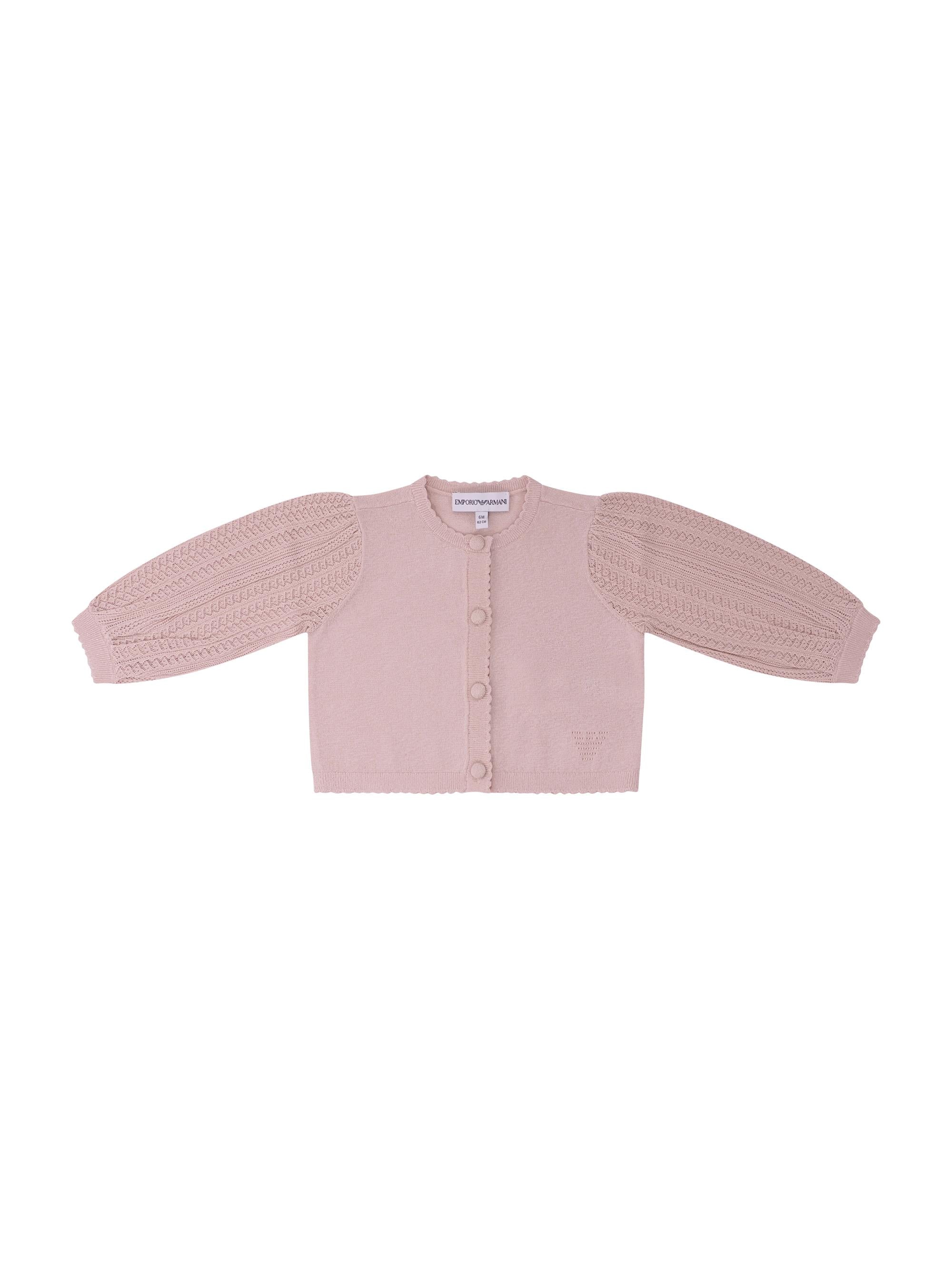 Cardigan per neonata Emporio Armani Kids rosa con trama lavorata a maglia EG000780 AF22791 U4013 EMPORIO ARMANI KIDS