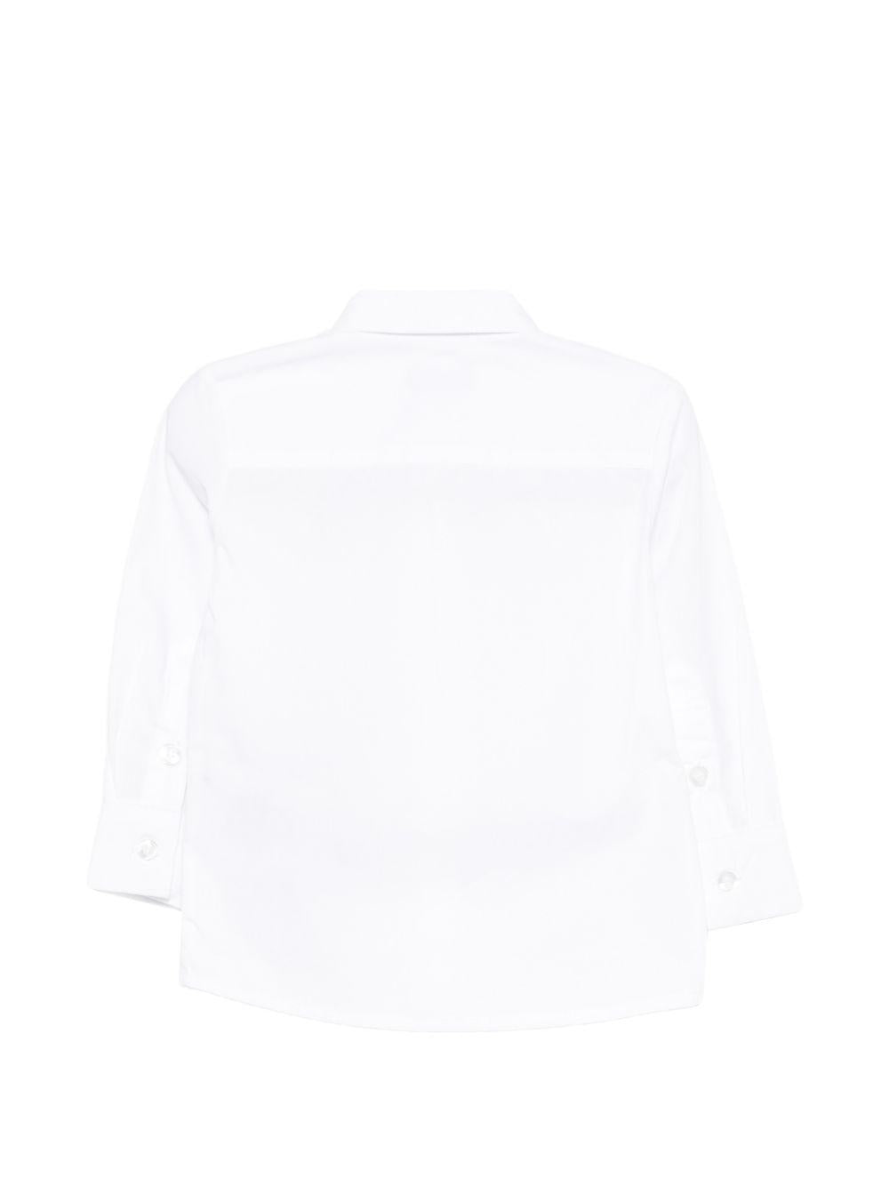 Camicia per neonato Trussardi Junior bianca con logo ricamato sul davanti TIP26145CA WHITE TRUSSARDI JUNIOR