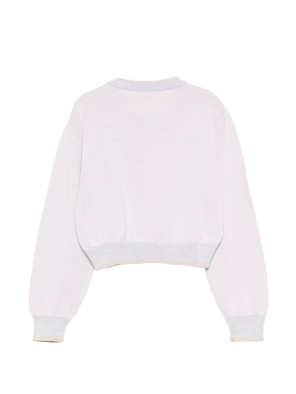 Maglione per bambina Simonetta lilla con applicazioni floreali SY9A20 X0018 545 SIMONETTA