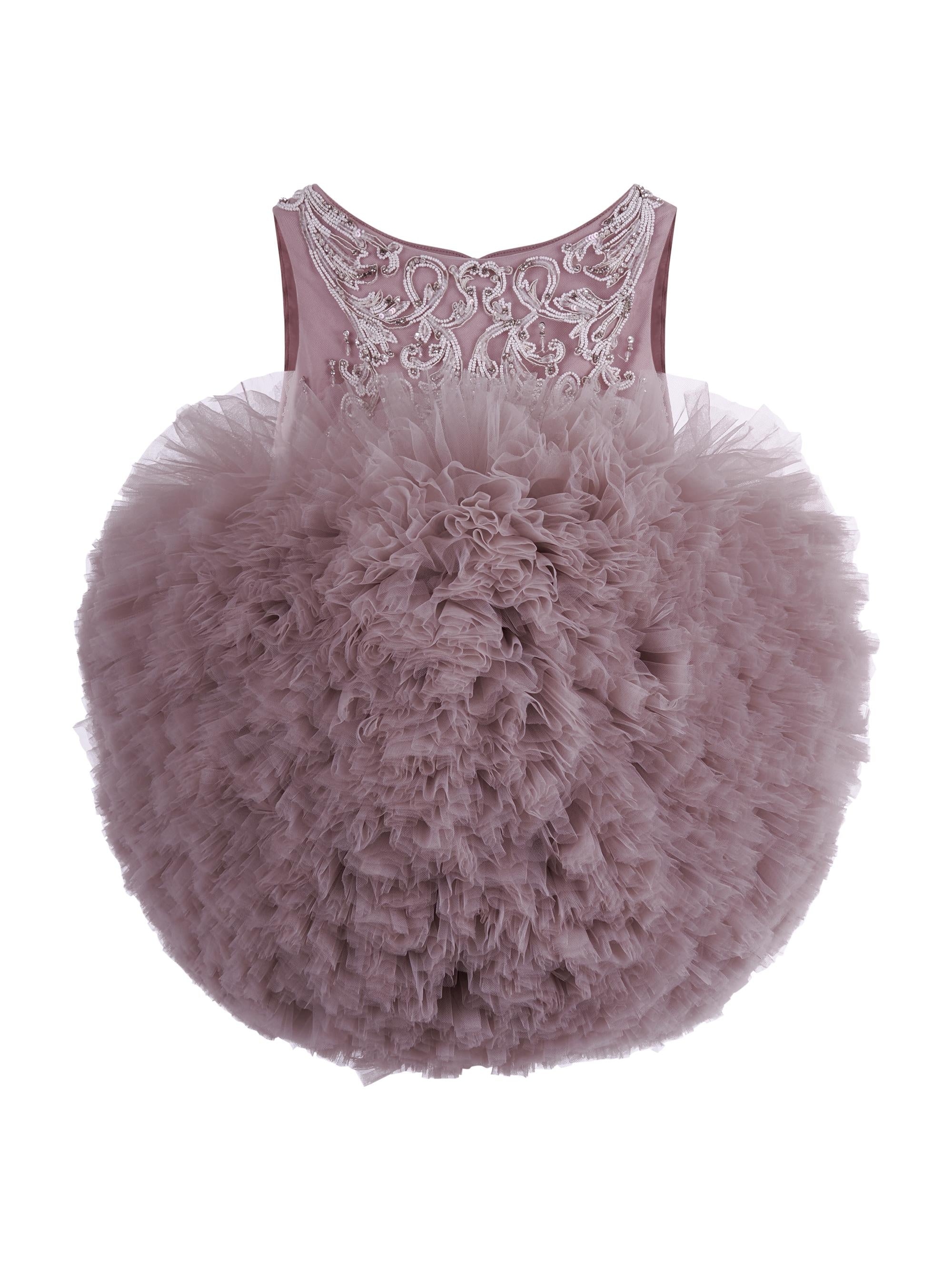 Abito per neonata Maison Ava rosa con gonna in tulle MA FW25 GL10 PINK MAISON AVA