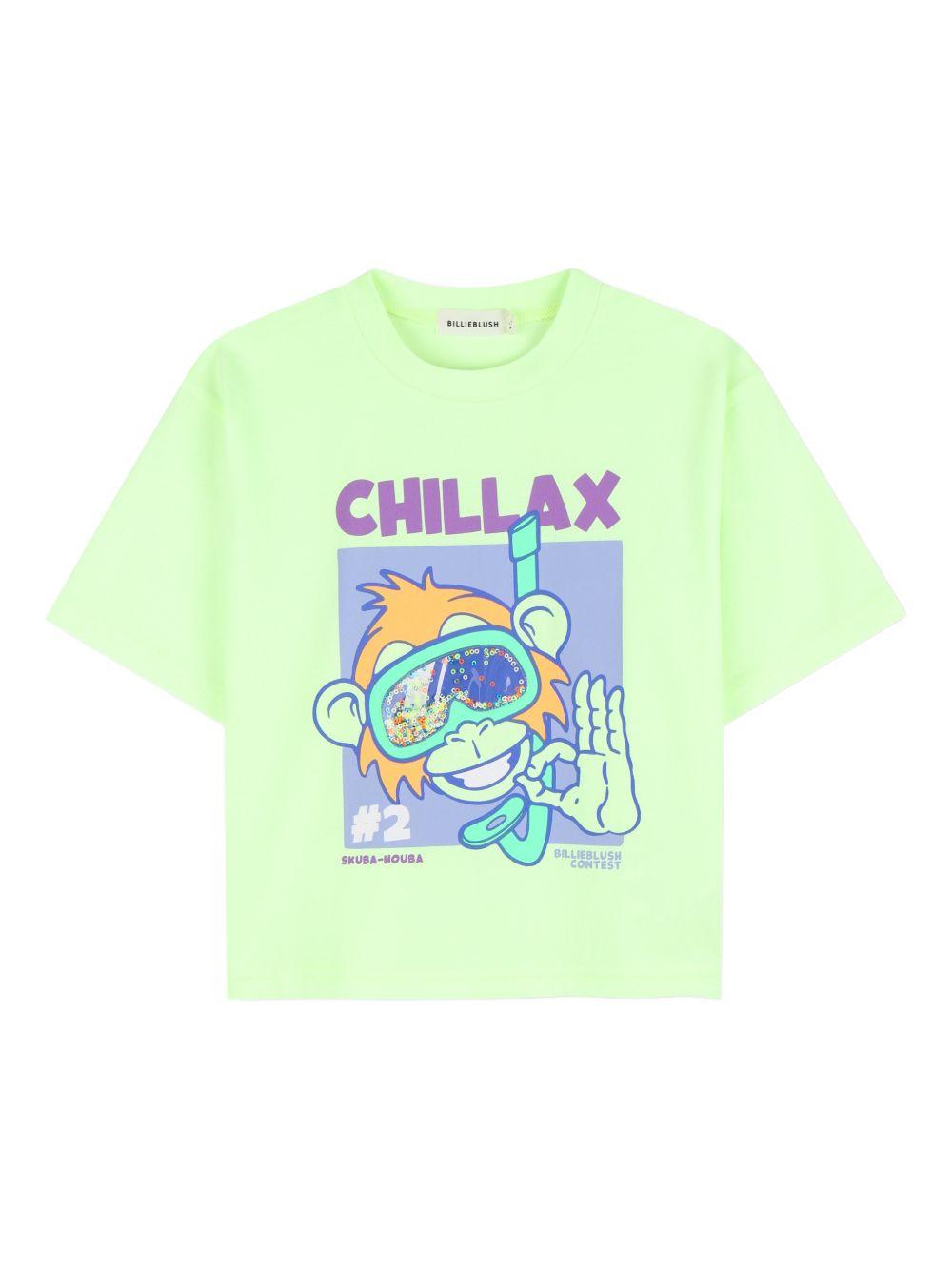 T-shirt per bambino Billieblush verde con stampa grafica U21697 552 BILLIEBLUSH