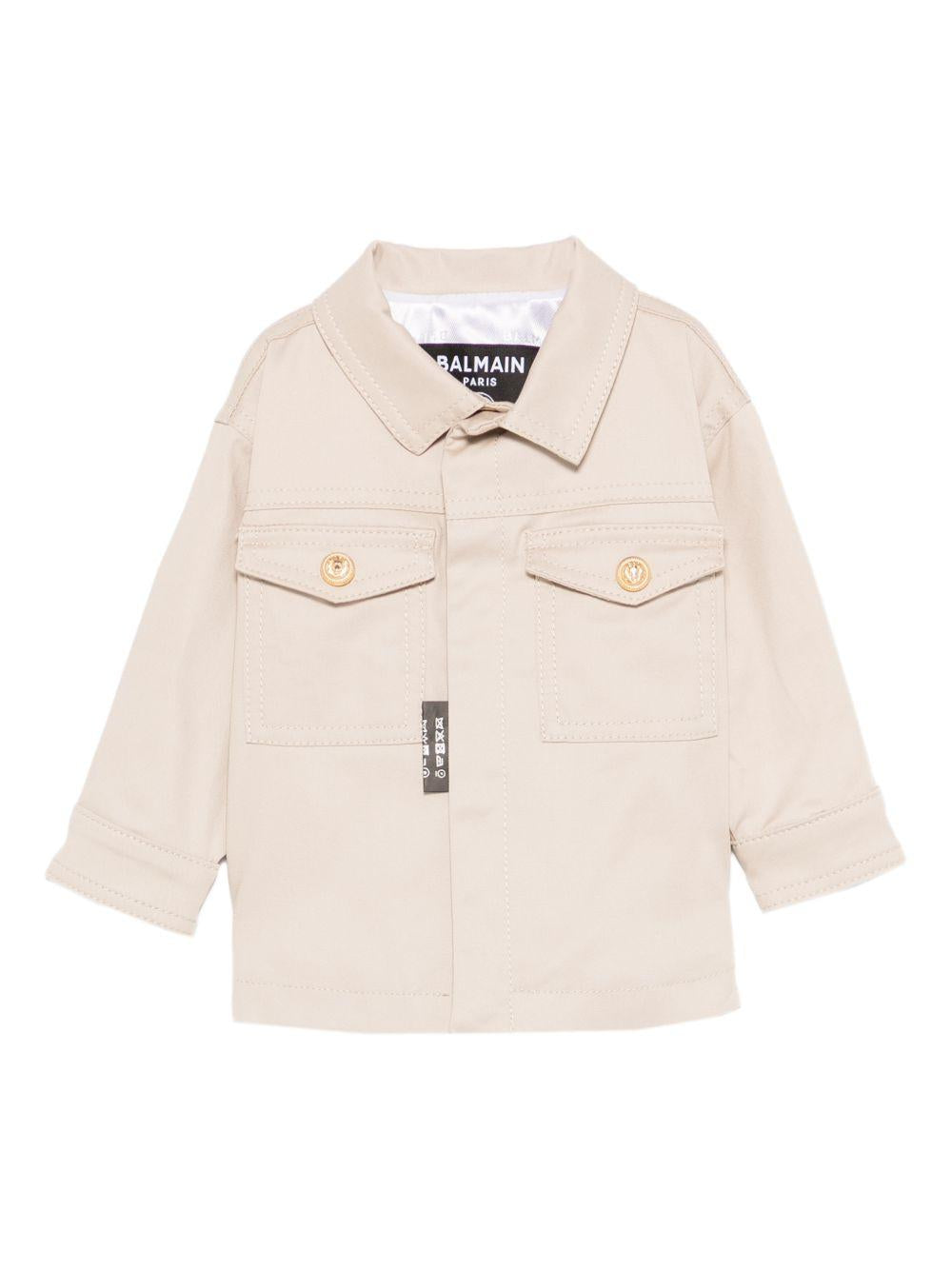 Giacca per neonato Balmain Kids beige con colletto a punta BY2507 G0197 107 BALMAIN KIDS