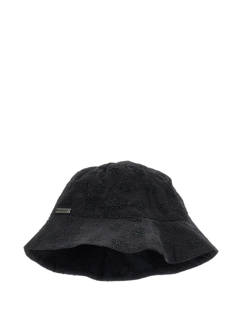 Cappello bucket per bambina Monnalisa nero con motivo a fiori 17G004 7043 0050 MONNALISA
