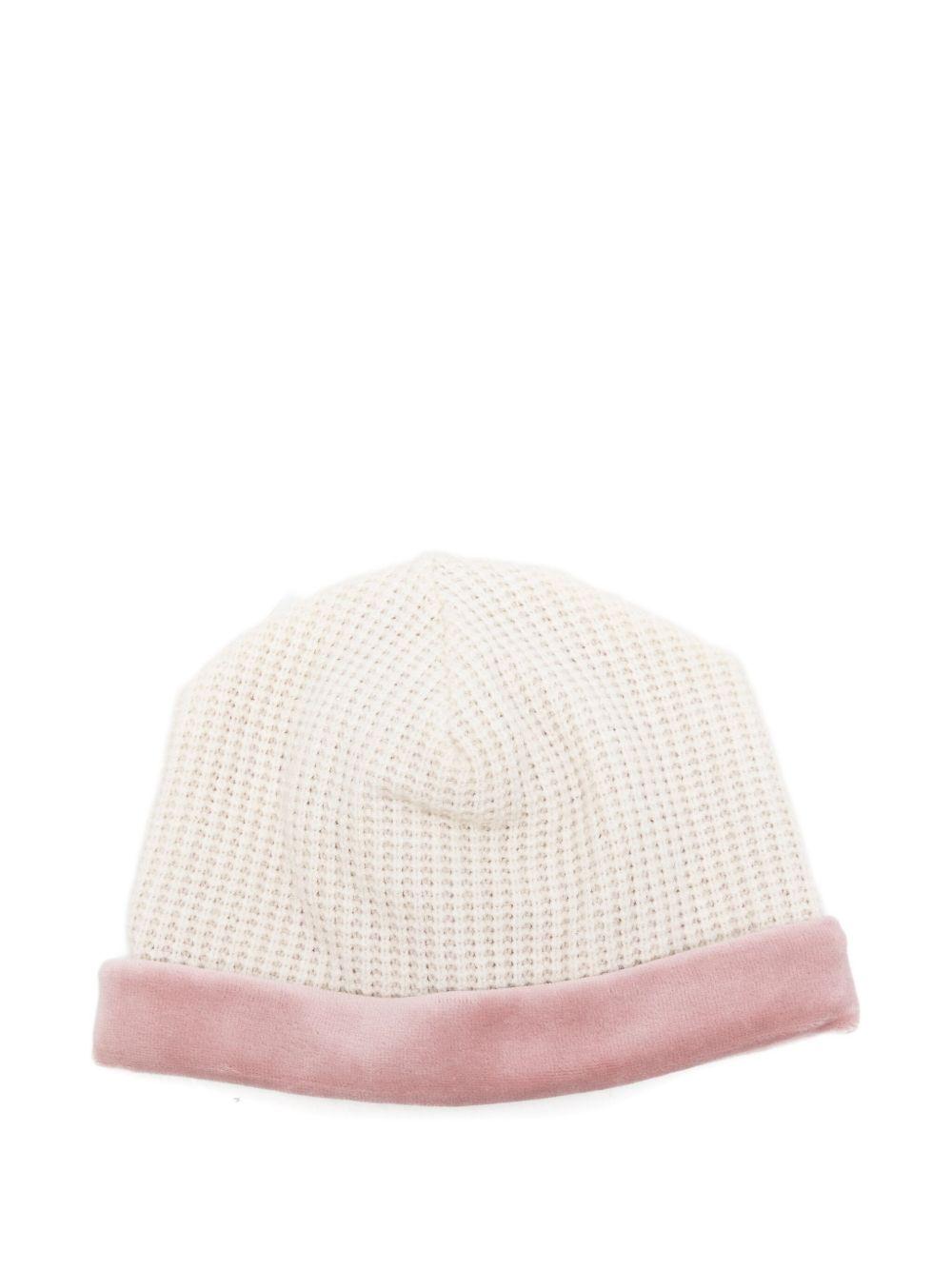 Berretto per neonata La Stupenderia bianco con decorazione rosa 1TBCP10 M20L23 LA STUPENDERIA