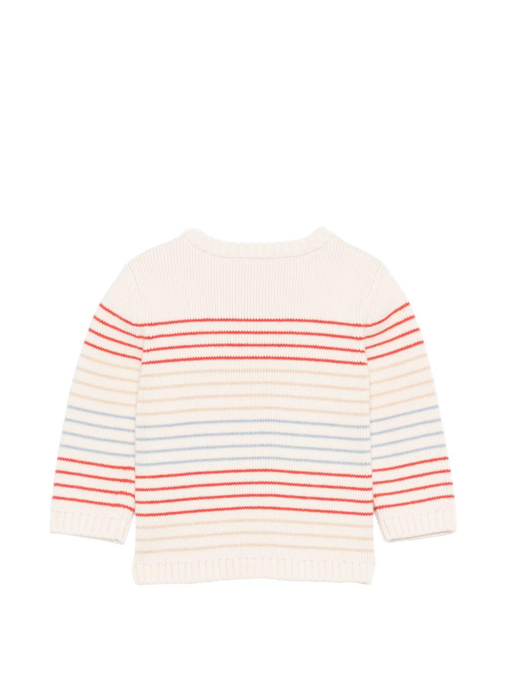 Maglione per neonato Bonpoint bianco con design a righe S06YJUK00003 203 BONPOINT