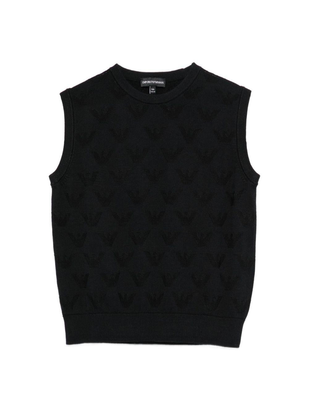 Gilet per bambino Emporio Armani Kids blu con orlo a coste EB001355 AF23415 UB118 EMPORIO ARMANI KIDS