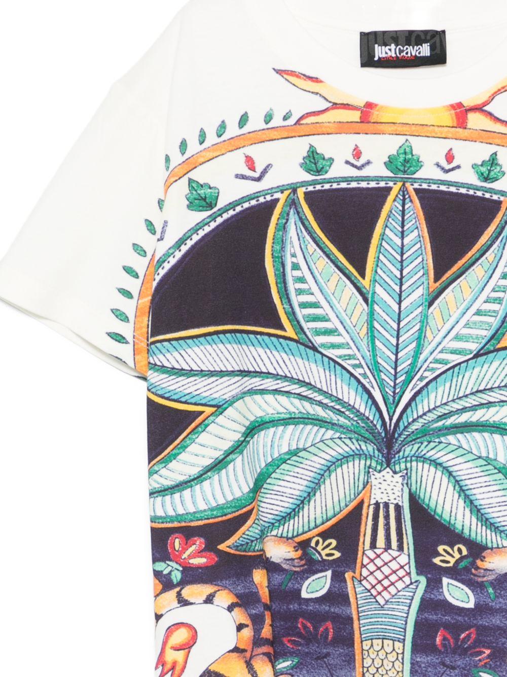 T-shirt per bambino Just Cavalli Kids bianco con stampa grafica JBP26077TS INDIA DIG. JUST CAVALLI KIDS