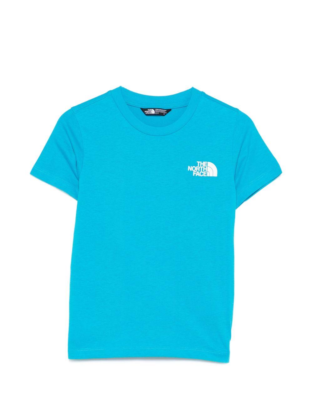 T-shirt per bambini The North Face Kids azzurra con logo sul davanti NF0A87T4 D7R1 THE NORTH FACE KIDS