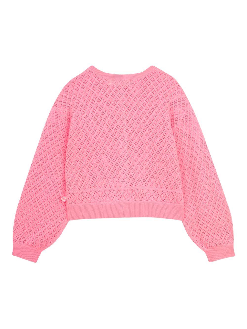 Cardigan per bambina Billieblush rosa con texture traforata U21911 499 BILLIEBLUSH