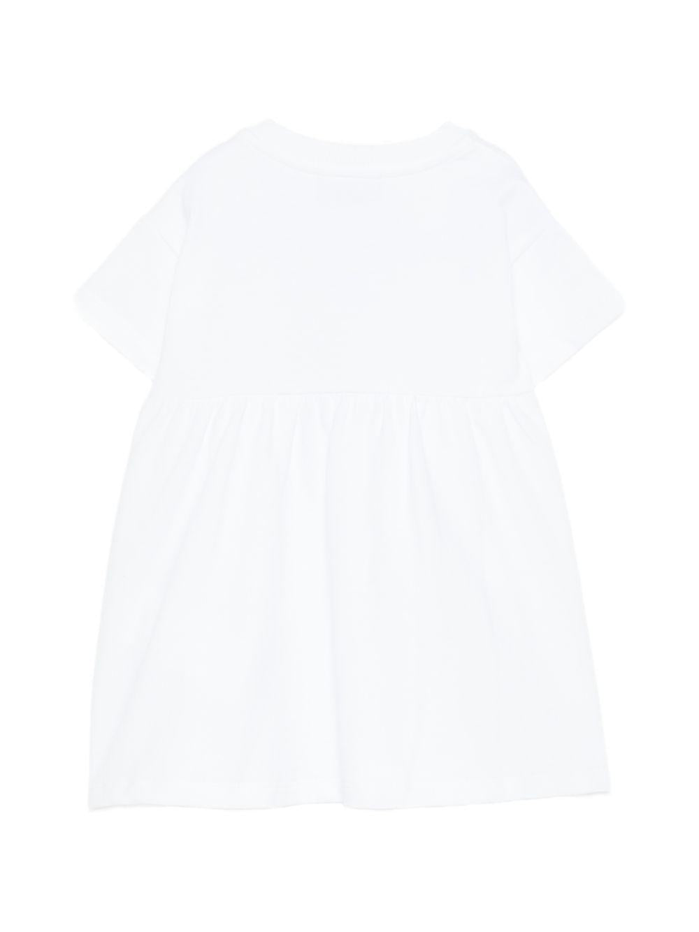 Abito per neonata Moschino Kids bianco con dettaglio orsetto MDV0DGLCA19 10101 MOSCHINO KIDS
