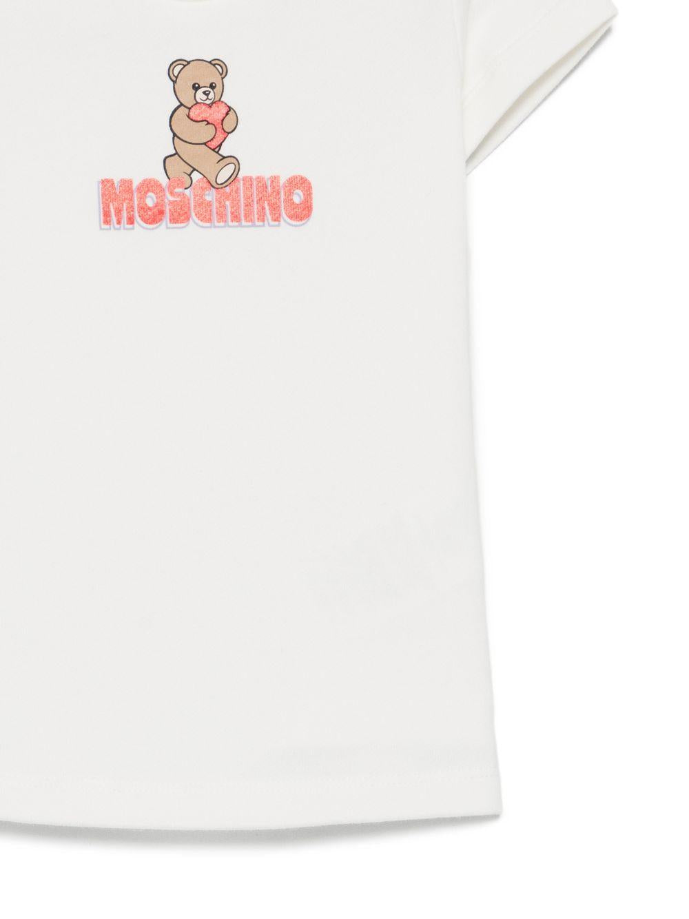 Abito per neonata Moschino Kids bianco con stampa orsetto MAV0C9LCA52 10063 MOSCHINO KIDS