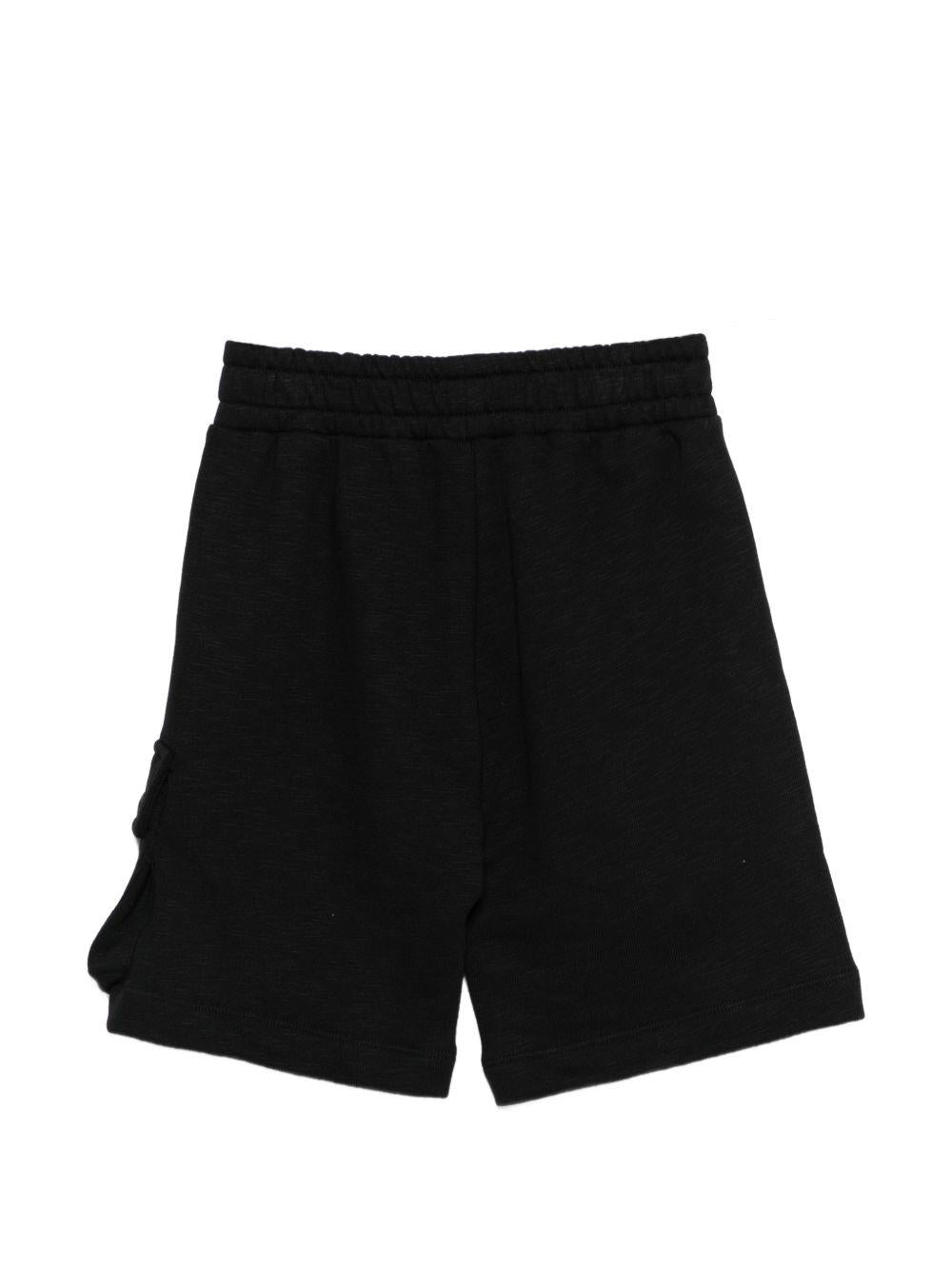 Shorts per bambino Moschino Kids neri con logo sul davanti HUQ02QLCA88 60100 MOSCHINO KIDS