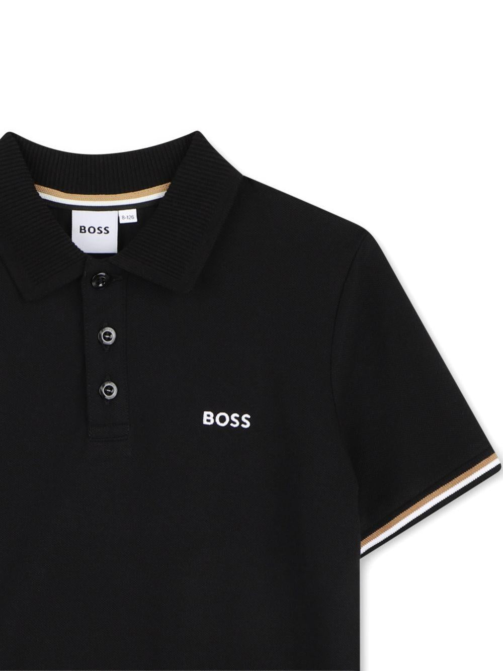 Polo per bambino Boss Kids nera con borsi a contrasto J52958 09B BOSS KIDS