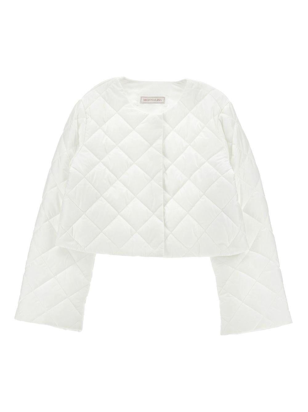 Giacca per bambina Monnalisa bianca con design trapuntato 17G100 7020 0001 MONNALISA