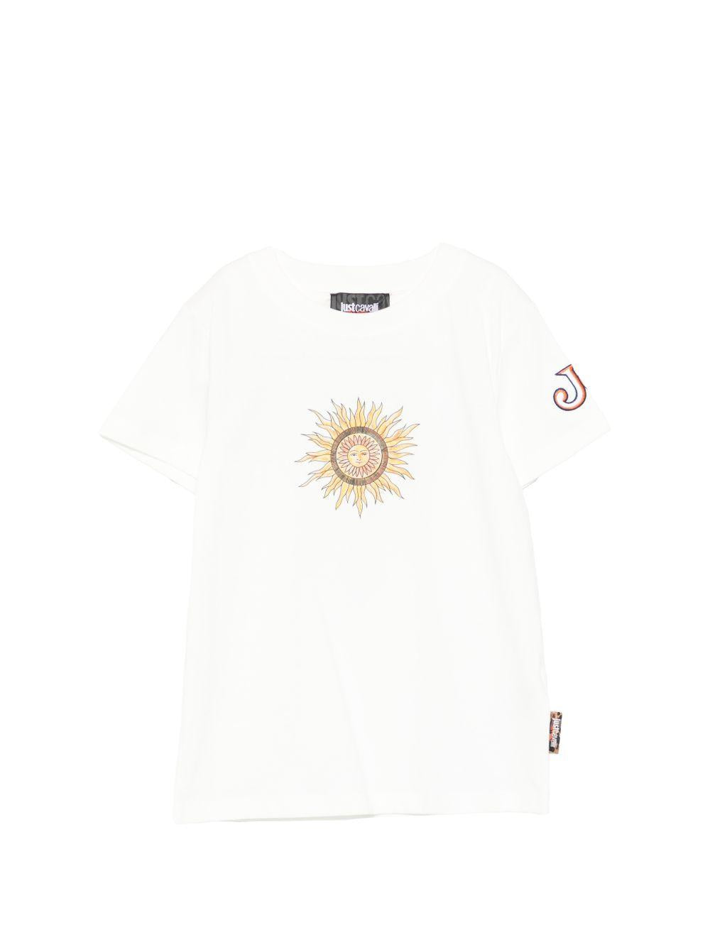 T-shirt per bambino Just Cavalli Kids bianca con dettaglio sole JBP26076TS PRISTINE JUST CAVALLI KIDS