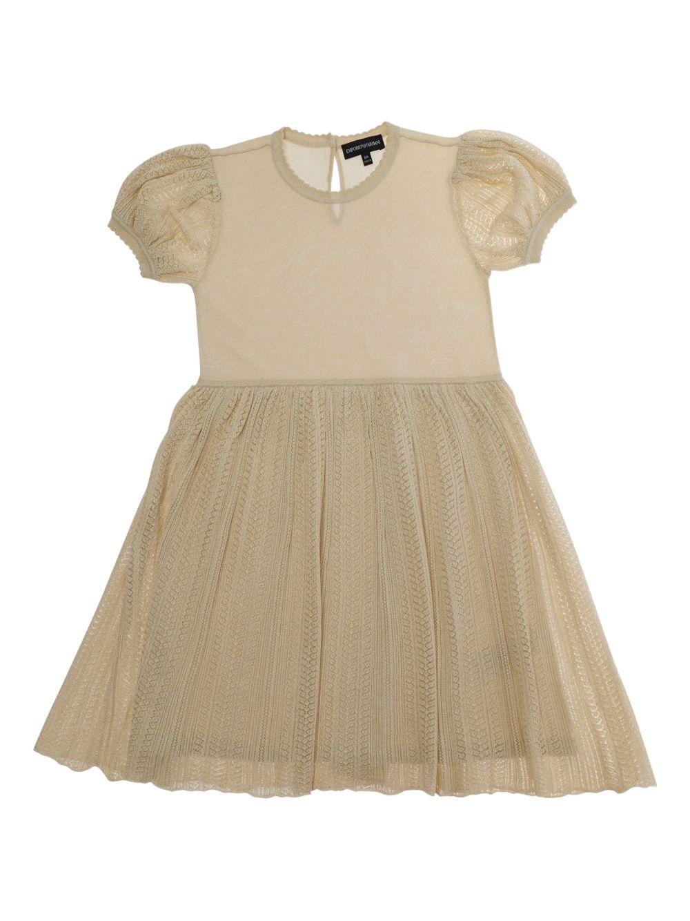 Abito per bambina Emporio Armani Kids beige con maniche a sbuffo EG000776 AF22791 U0007 EMPORIO ARMANI KIDS