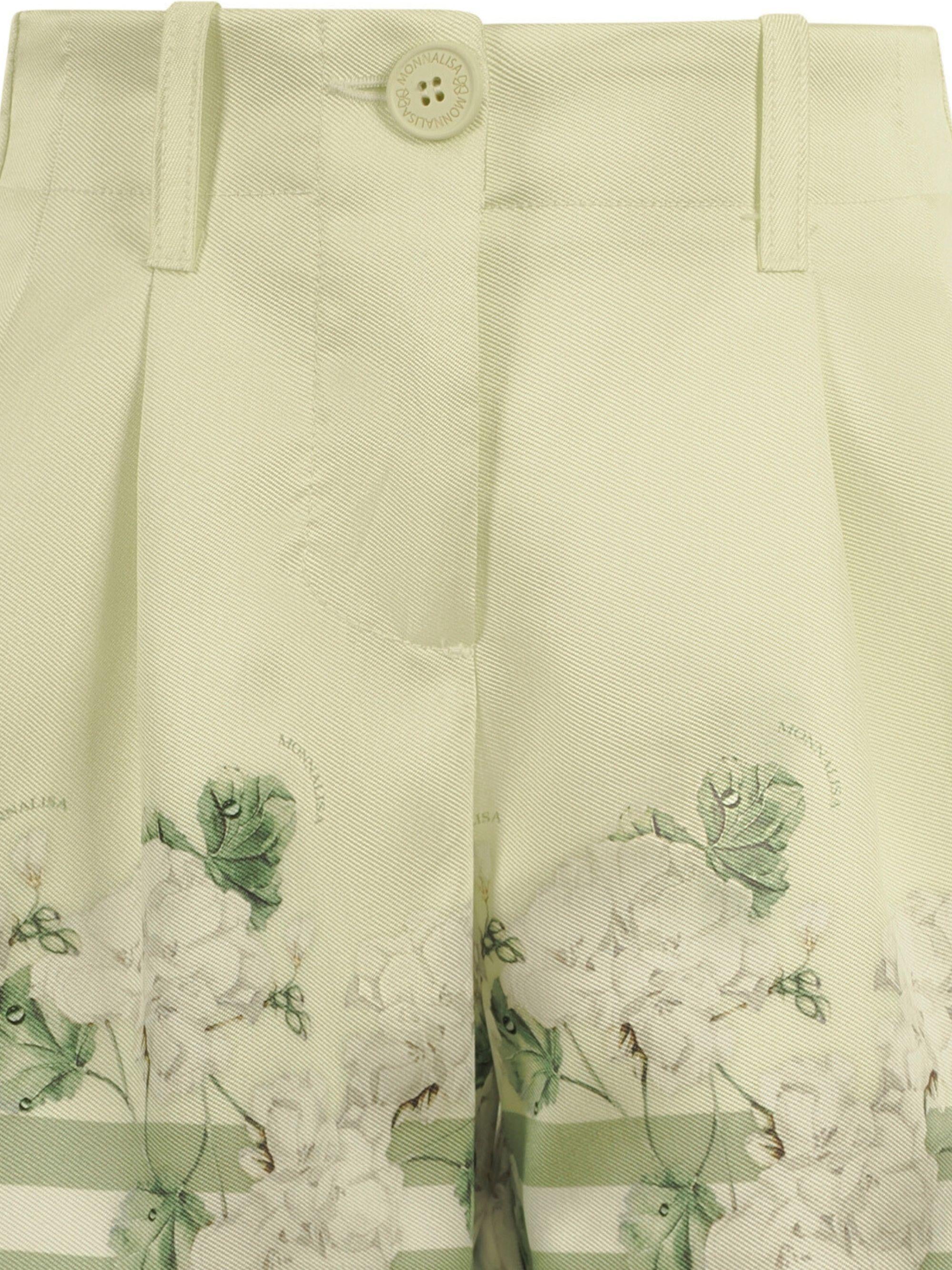 Shorts per bambina Monnalisa verde chiaro con stampa grafica a fiori 71G405 7651 0020 MONNALISA