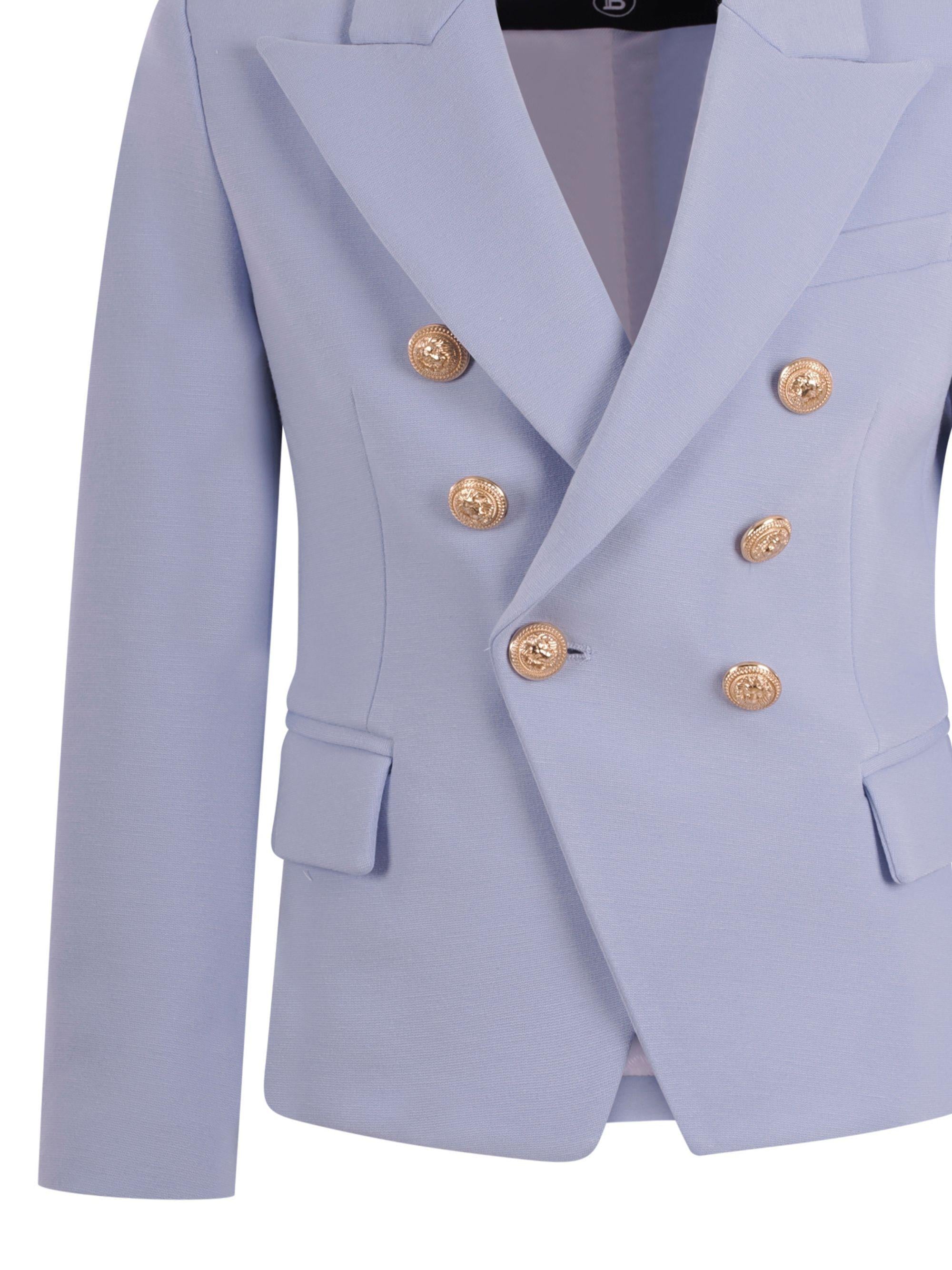 Blazer doppiopetto per bambino Balmain Kids azzurro con bottoni dorati BY2A64 J0371 652 BALMAIN KIDS