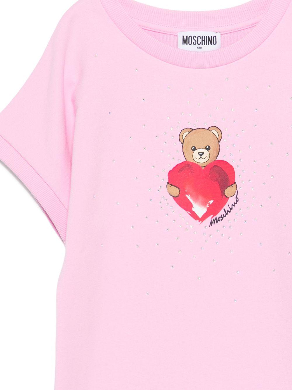 Abito per bambina Moschino Kids rosa con stampa grafica Teddy Bear HAV0EALDA25 51473 MOSCHINO KIDS