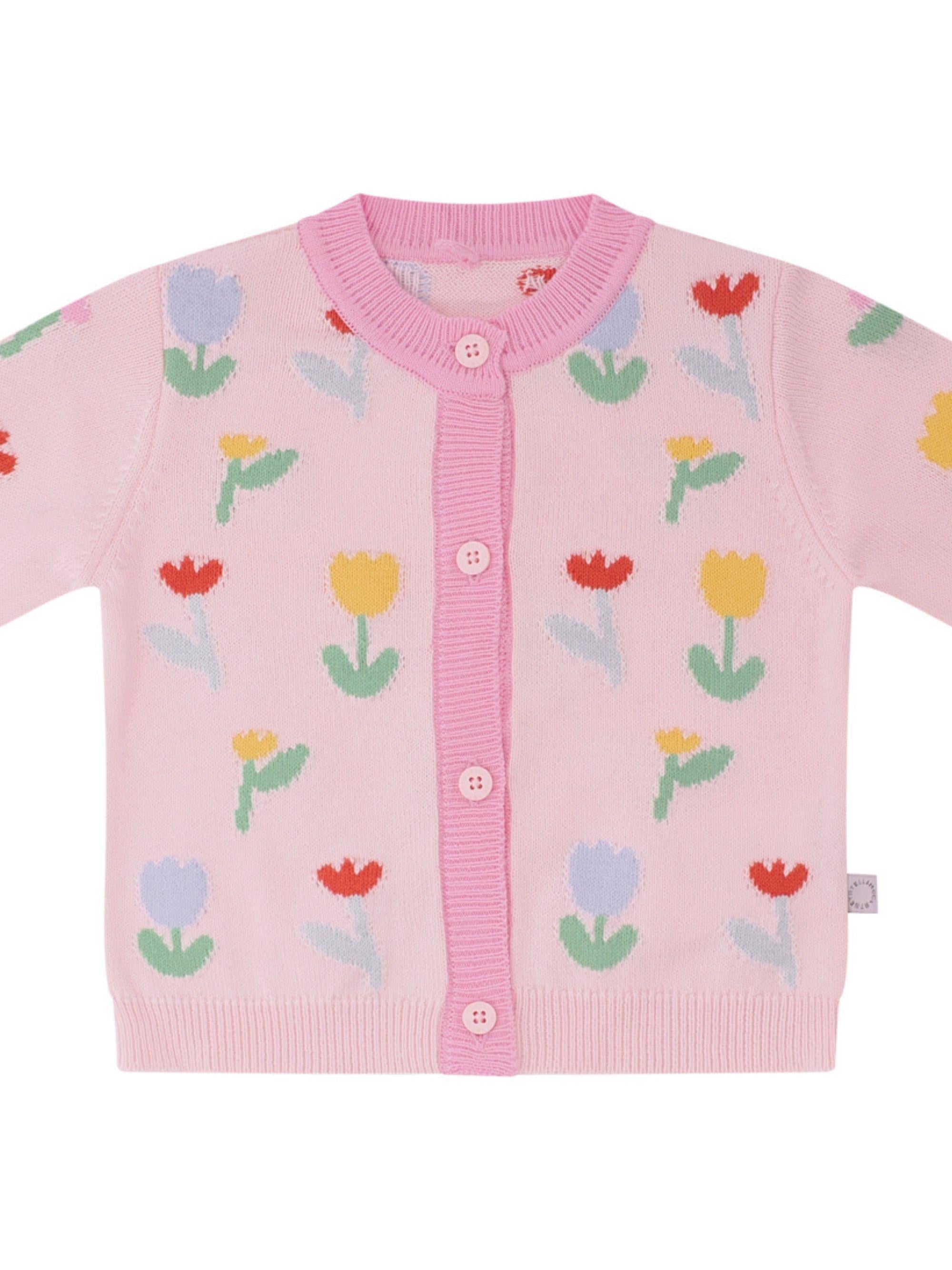 Cardigan per neonata Stella McCartney Kids rosa con ricamo fiori TY9130 Z2423 51Z STELLA McCARTNEY KIDS